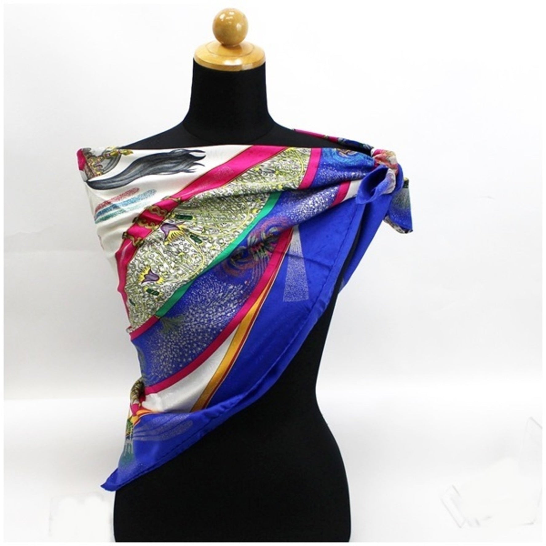 Hermes Silk Scarf Muffler Carre 90 "FEUX DARTIFICE" Flame of Craftsmanship Multicolor Ladies Tapestry