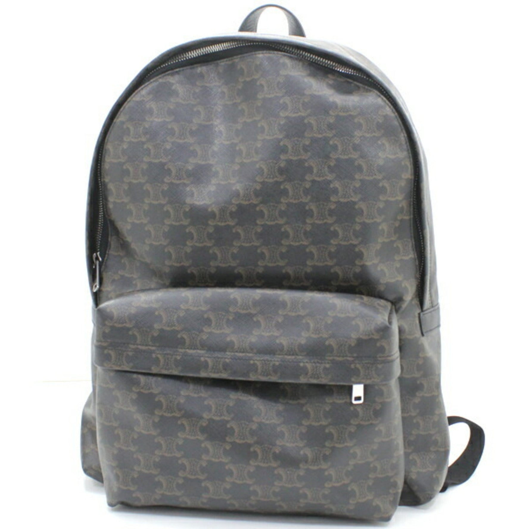 CELINE Backpack Triomphe Canvas Black Brown Rucksack Men's