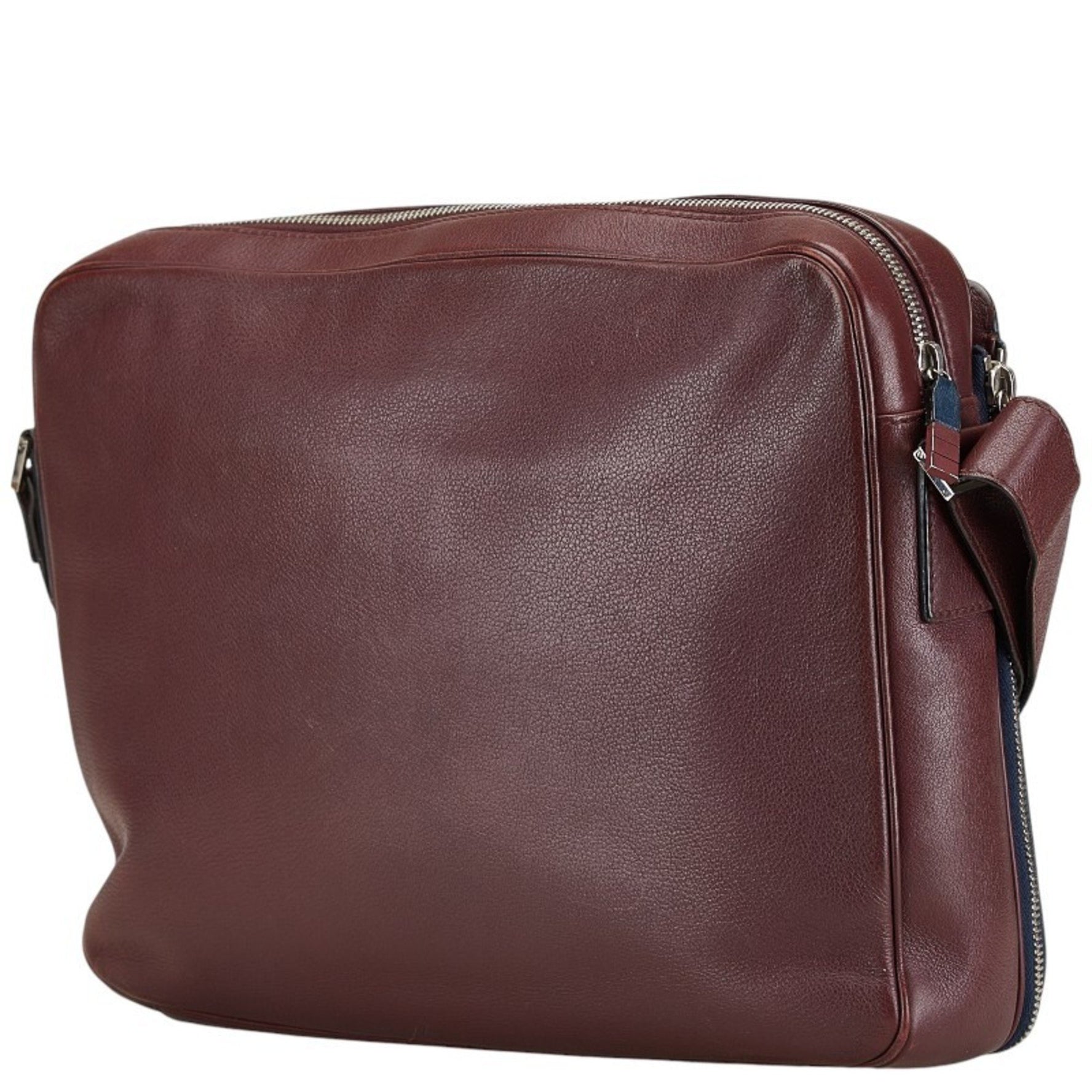 Christian Dior Dior CD logo shoulder bag navy wine red leather