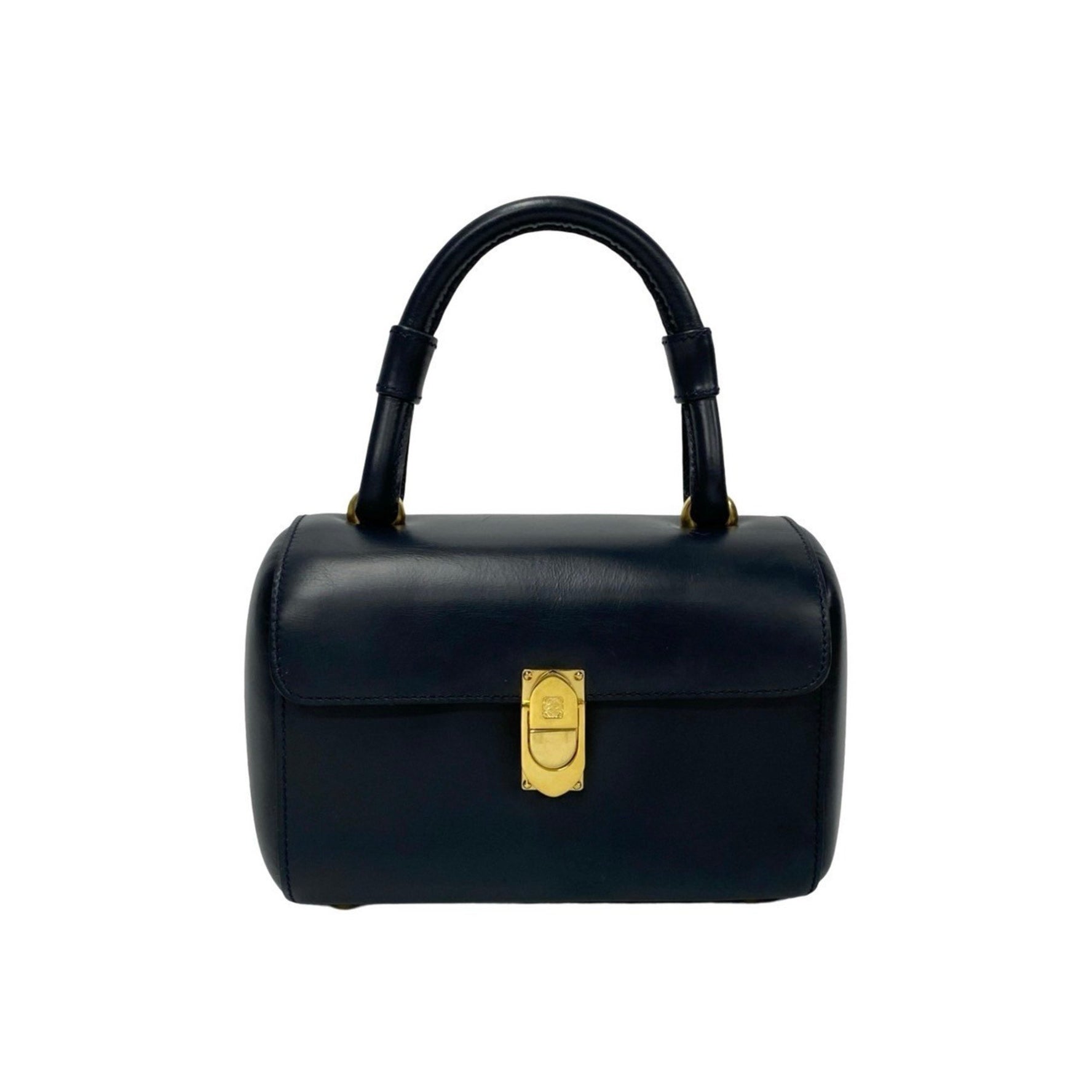 LOEWE Anagram Logo Calf Leather Handbag/Mini Boston Bag Blue