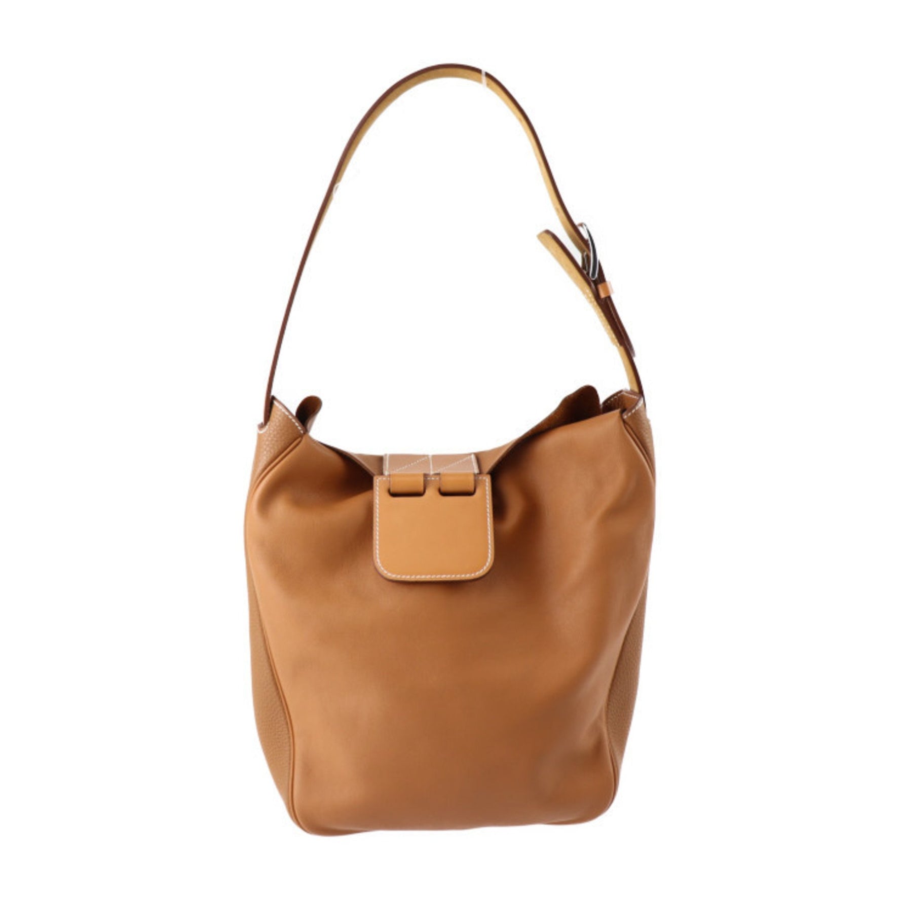 HERMES Villevolt 24 Shoulder Bag Vaux Swift Taurillon Clemence Gold Brown Silver Hardware One X Engraved
