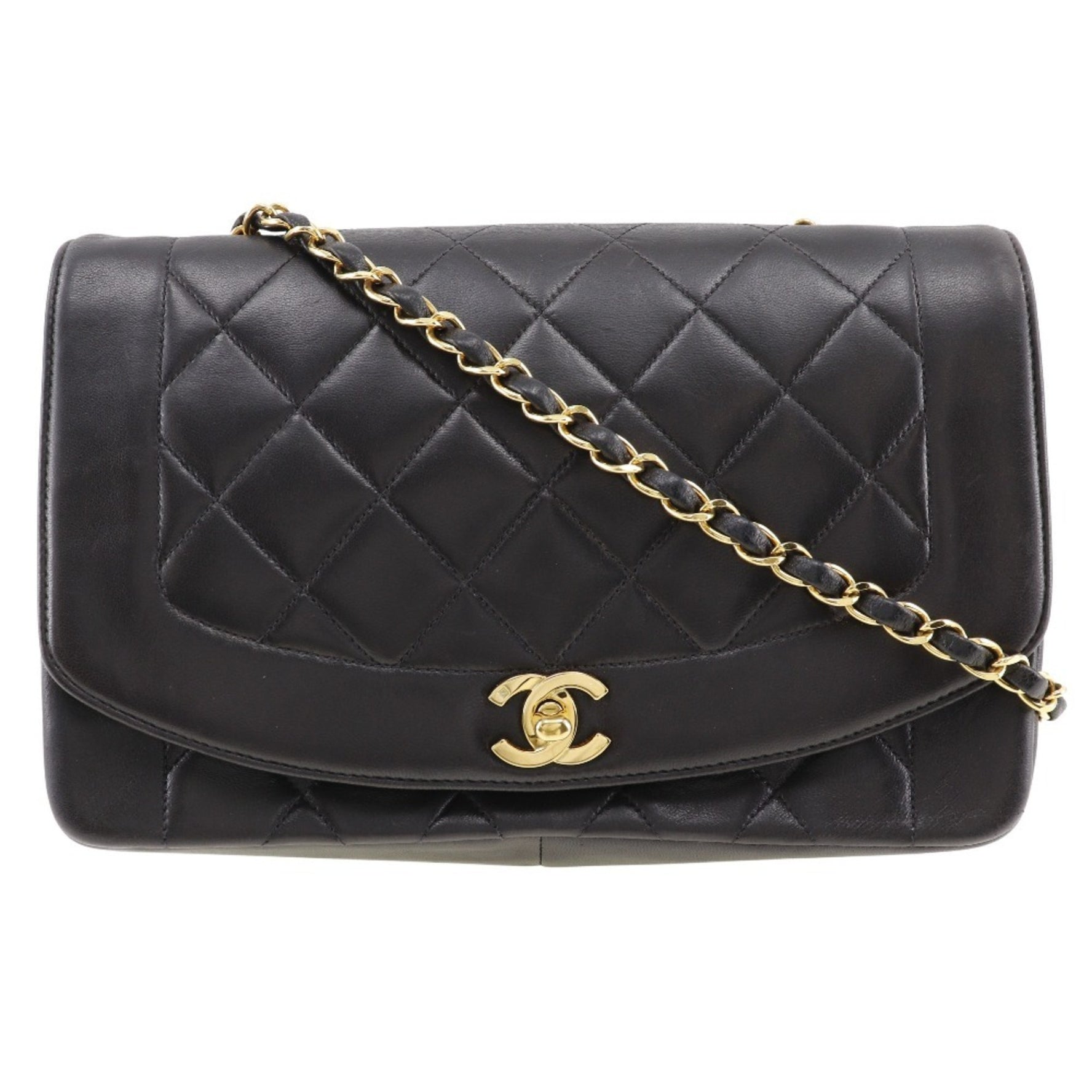 Chanel Chain Shoulder Bag Diana Lambskin Turnlock ChainShoulder