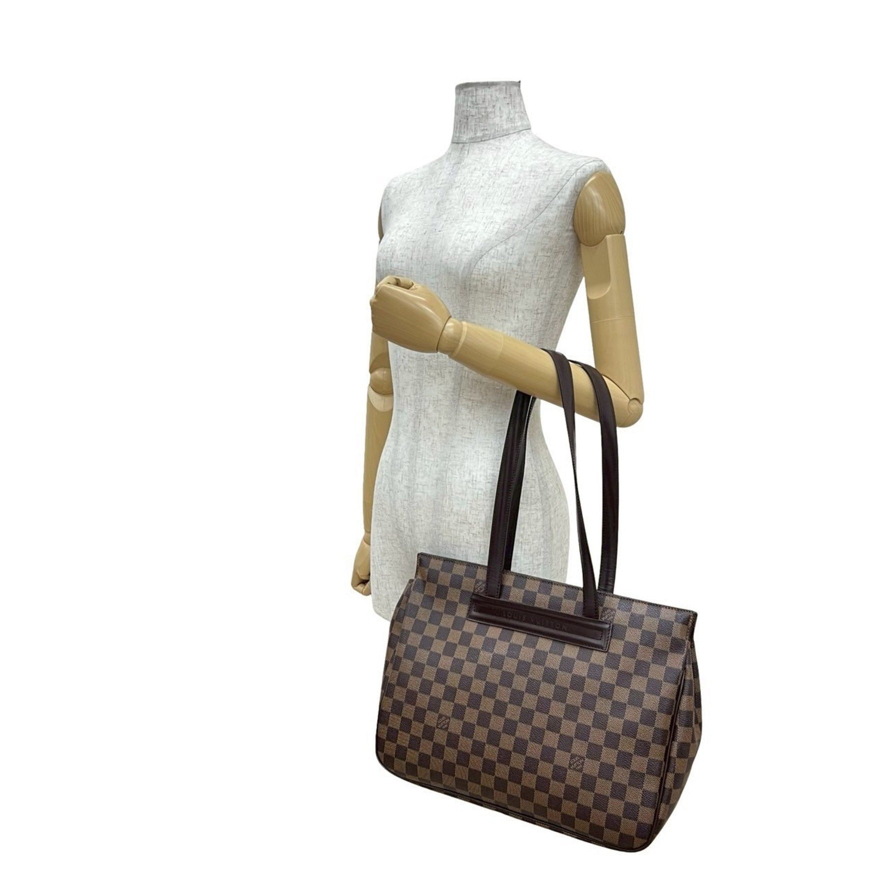 LOUIS VUITTON Vintage Parioli PM Damier Ebene Leather Tote Bag/Semi-Shoulder Bag