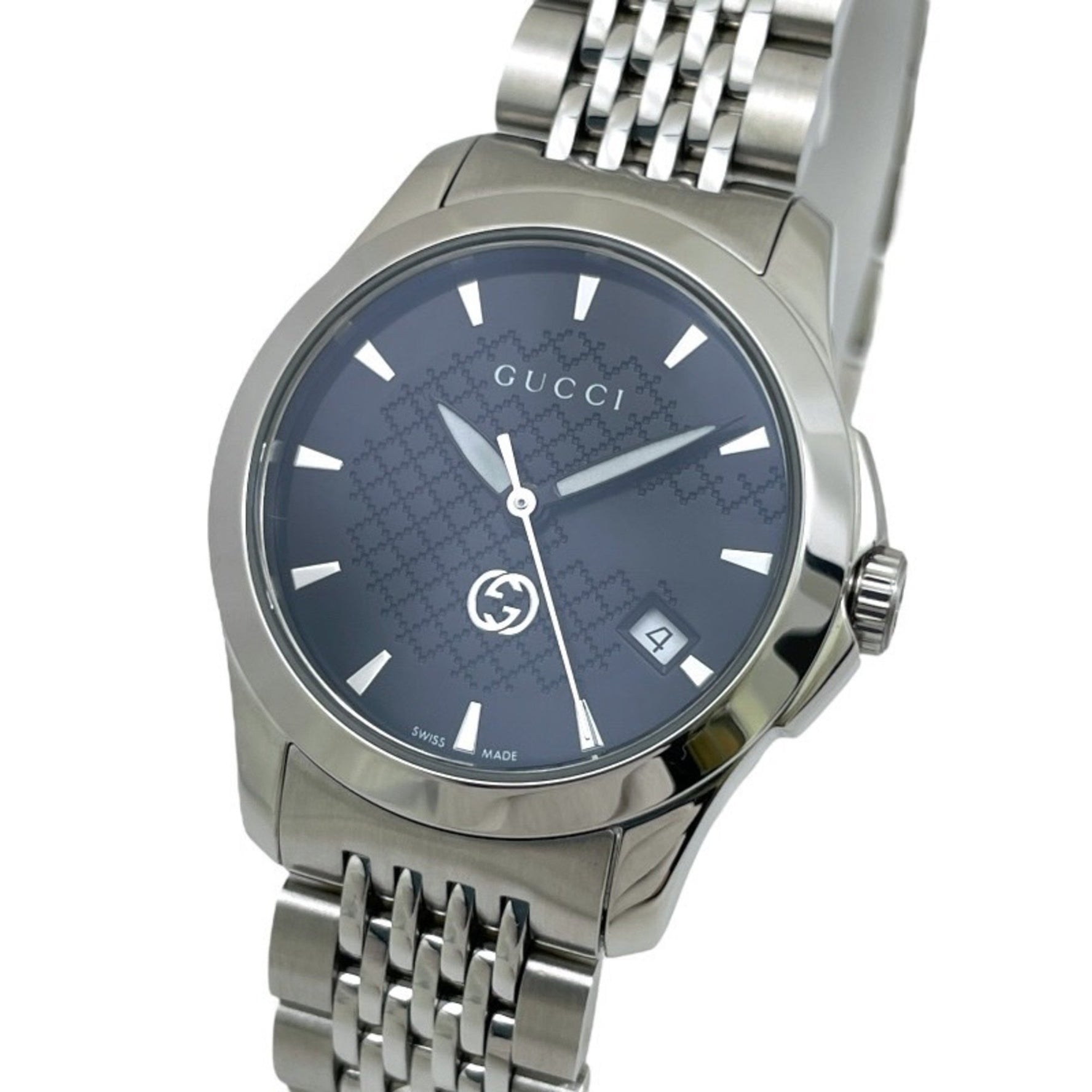 GUCCI G-Timeless 126.5 Stainless Steel Quartz Watch with Black Dial
