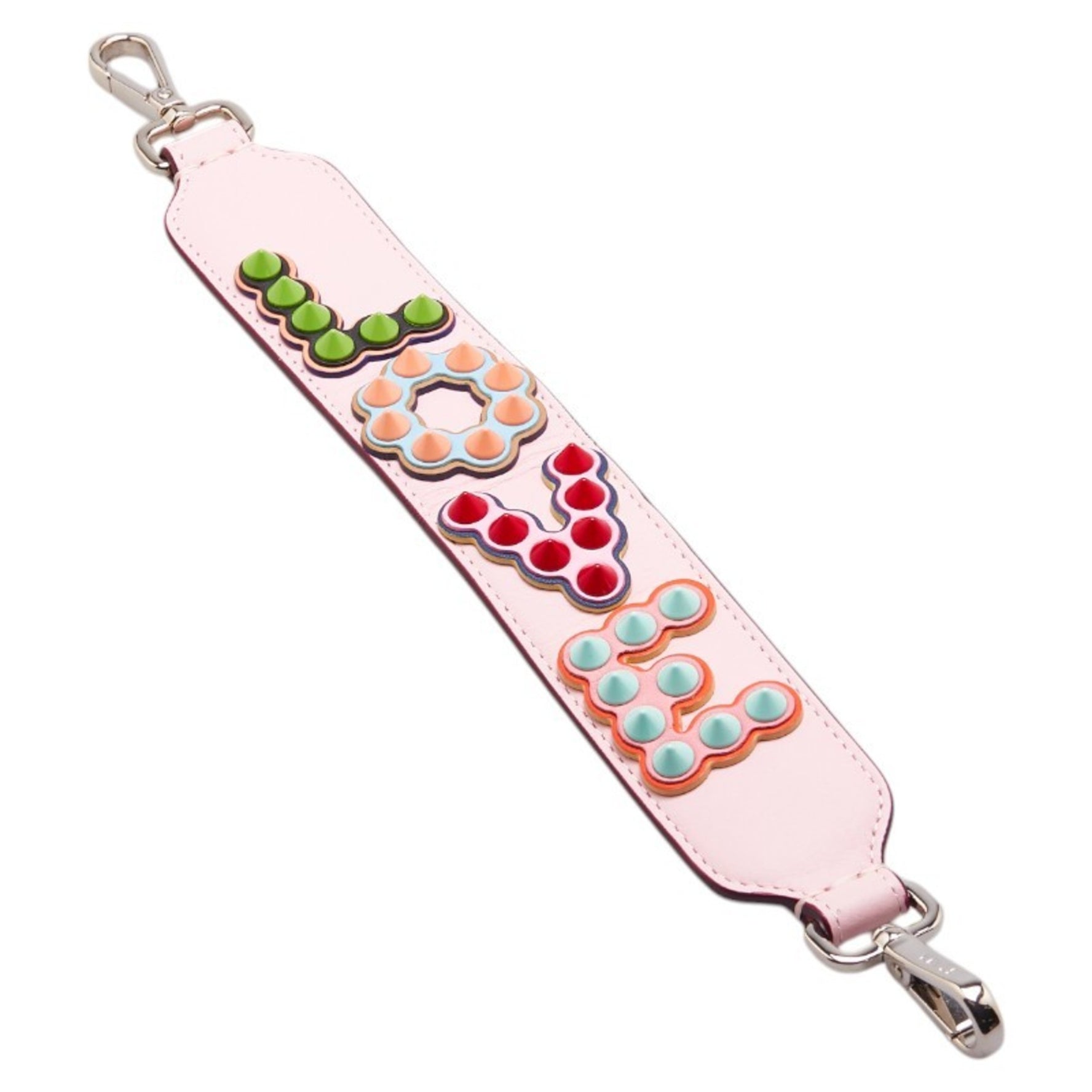 FENDI MINI STRAP YOU LOVE STUDDED SHOULDER PINK MULTICOLOR LEATHER