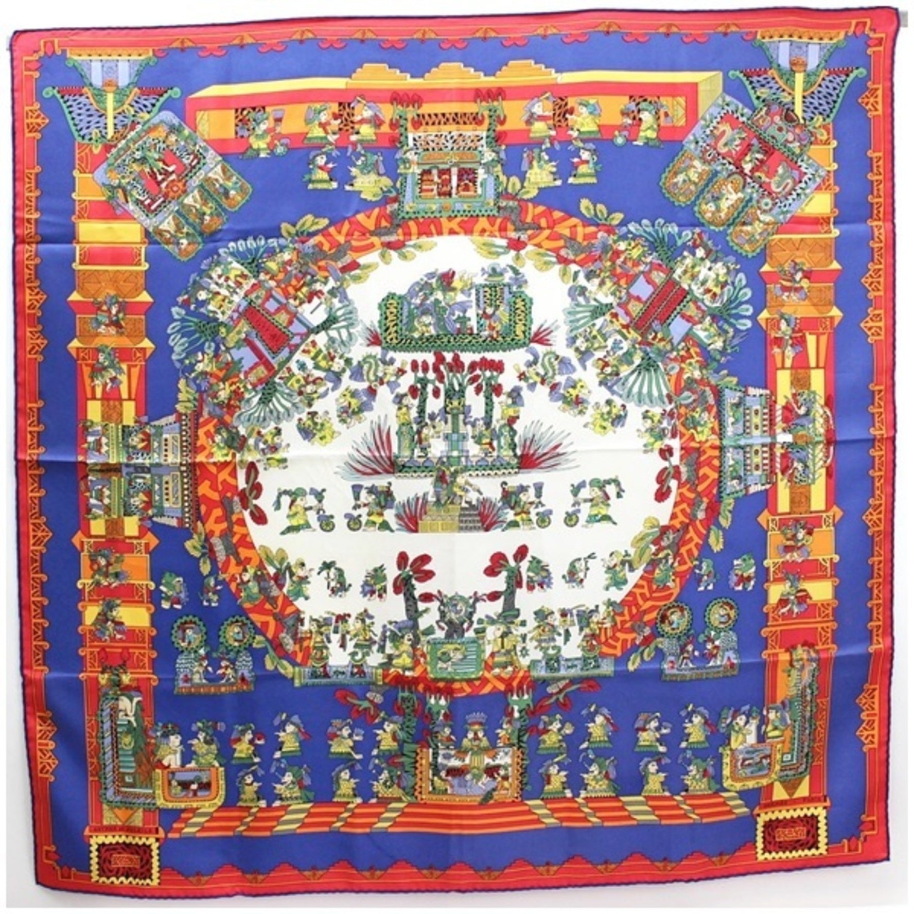 Hermes Scarf Muffler Carre 90 "ASTRES et SOLEILS" Celestial Bodies and Sun Multicolor Silk Ladies