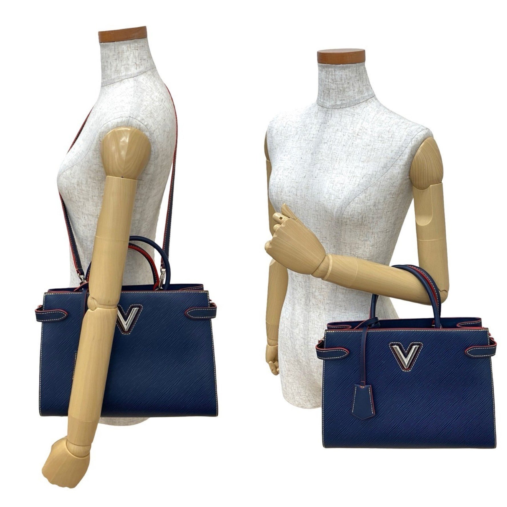 LOUIS VUITTON Twist Tote Leather Handbag/Shoulder Bag Red 35-10