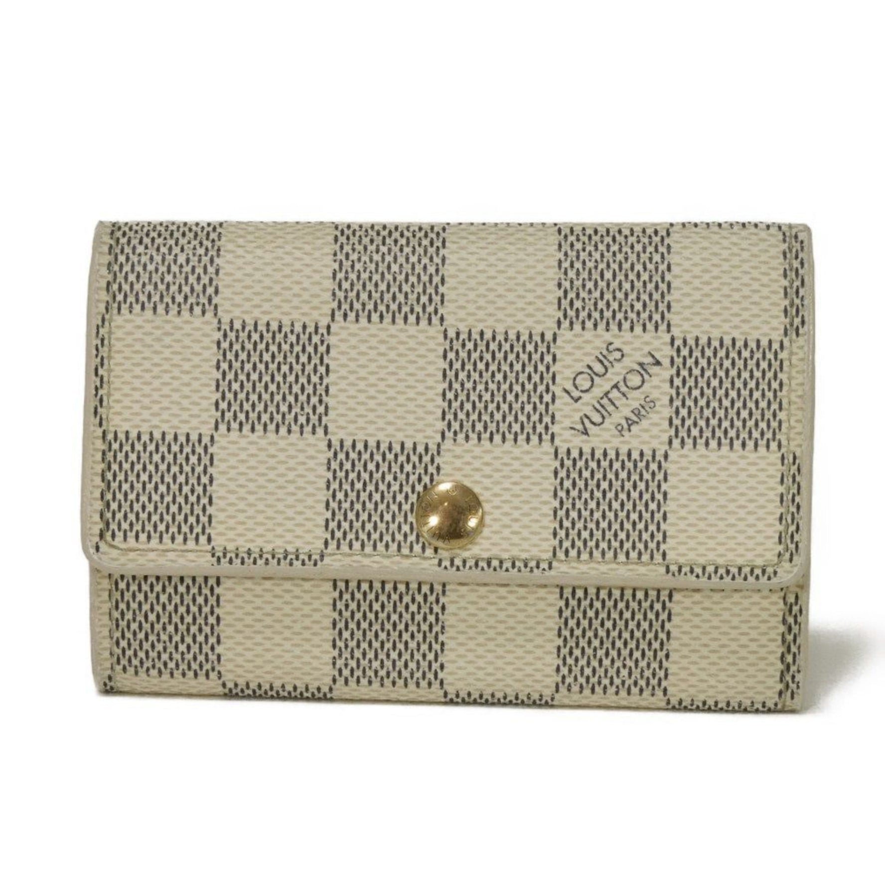 Louis Vuitton Multicle 6 Key Case, snap button closure, Damier Azur, Ivory