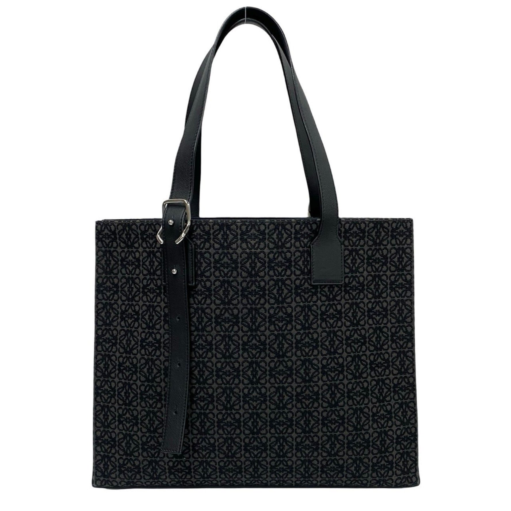 LOEWE Buckle Horizontal Tote, Anagram Logo, Leather and Canvas Tote Bag, Business