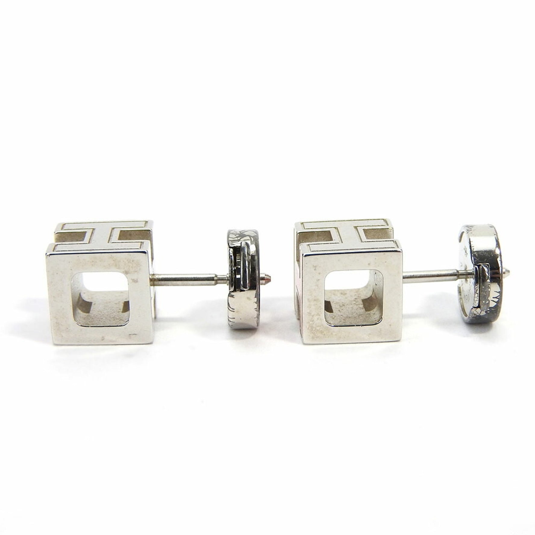 Hermes Earrings Cage de Ash H Cube Pink Silver Plated Accessory earrings accessory