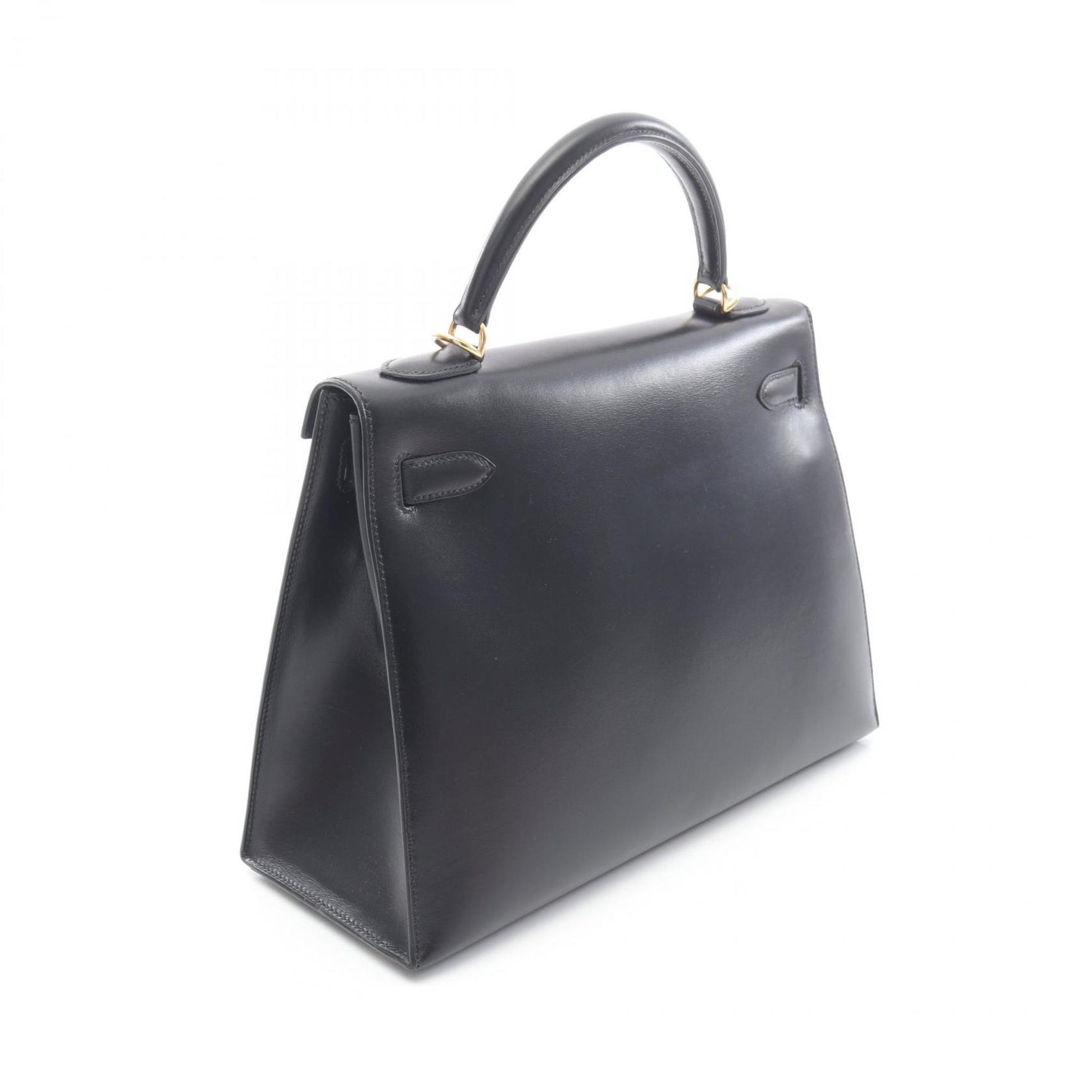 Hermes Hermès Kelly 32 handbag in calfskin box calf leather, black.