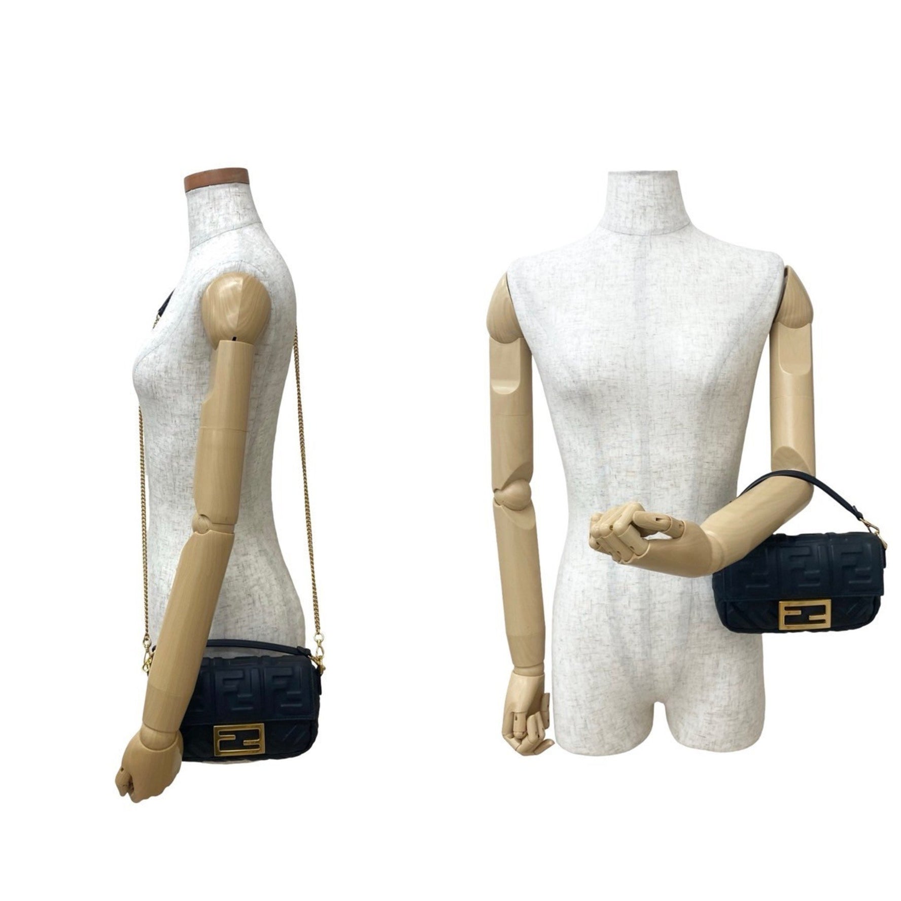 FENDI Mamma Bucket FF Logo Hardware Leather Handbag Chain Shoulder Bag