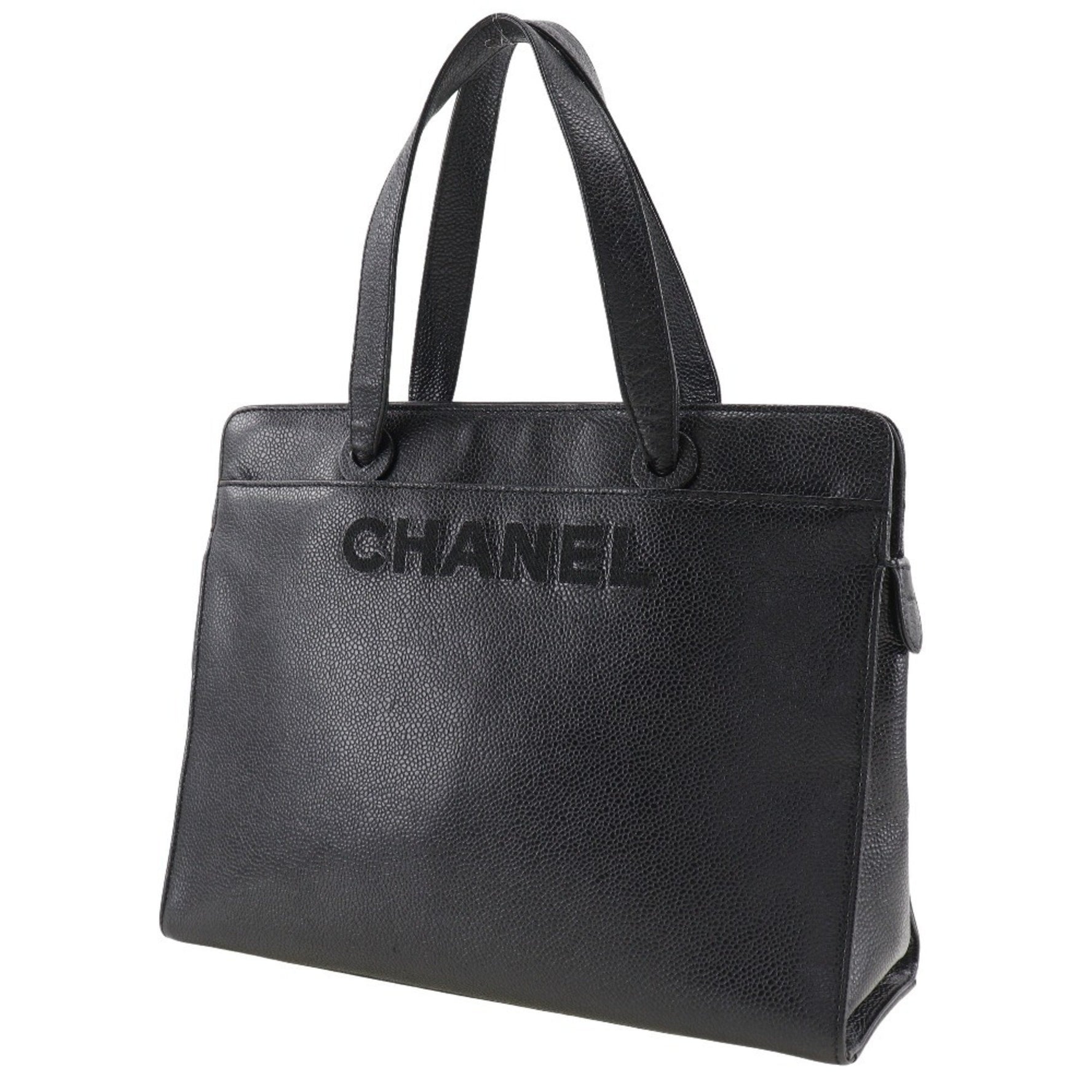 CHANEL handbag caviar skin logo ladies