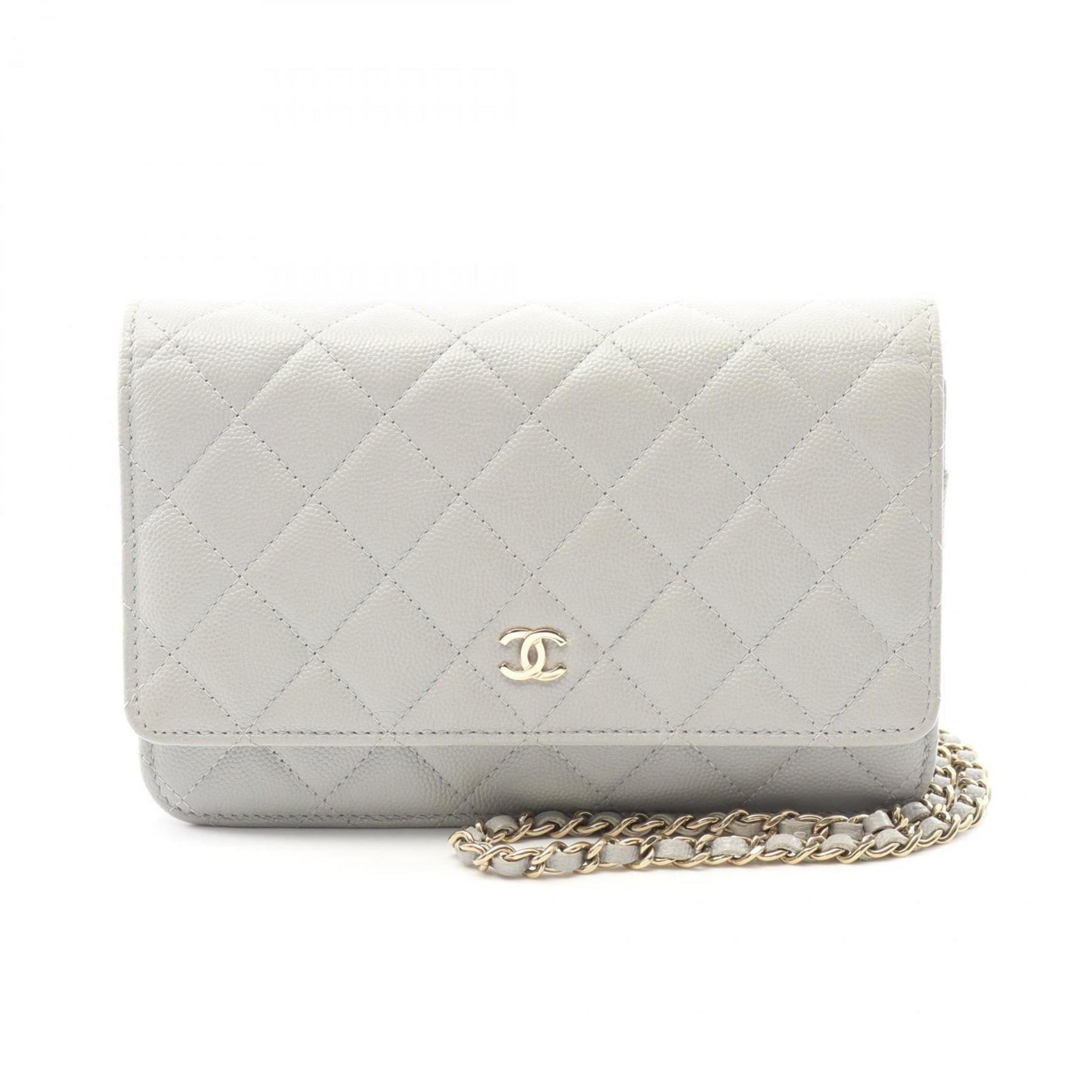 CHANEL Matelasse Shoulder Bag Calfskin (Cowhide) Grey