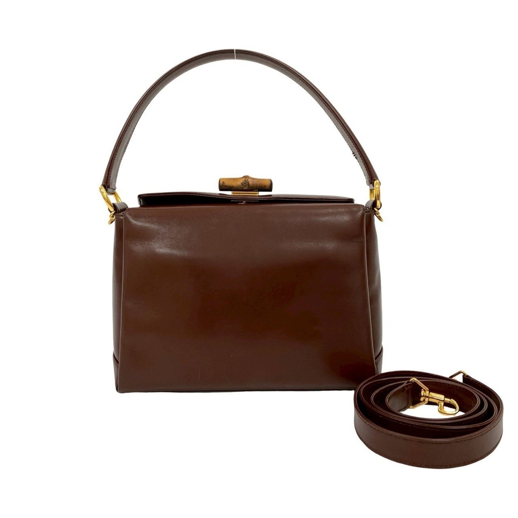 GUCCI Old Turnlock Bamboo Leather Handbag/Shoulder Bag