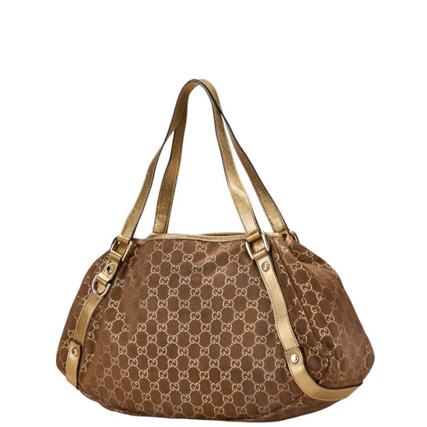 Gucci GG Canvas Abbey Tote Bag Handbag Brown and Gold Leather