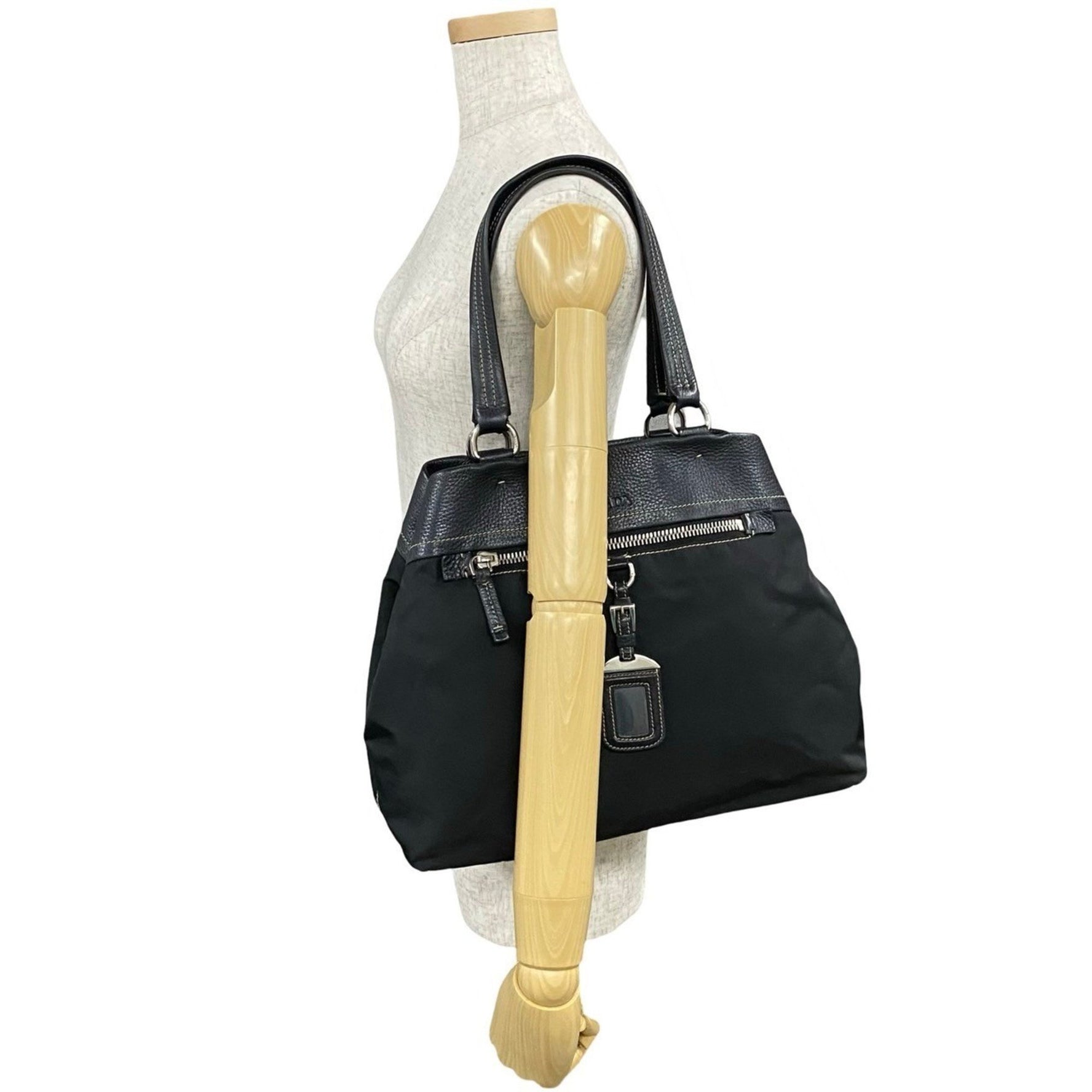 PRADA logo hardware leather genuine mini tote bag handbag semi-shoulder