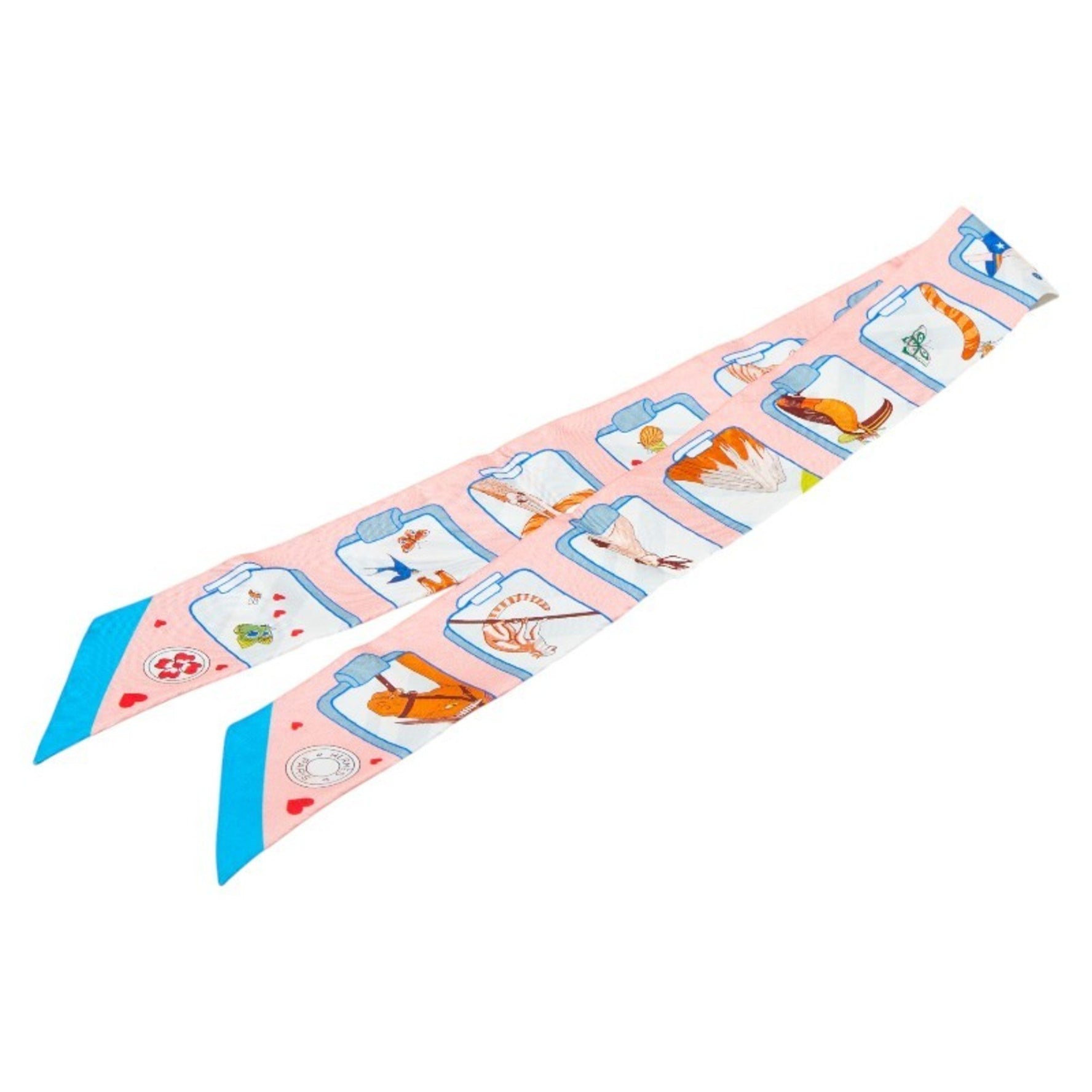 Hermes Twilly STORY Scarf, Pink Multicolor Silk