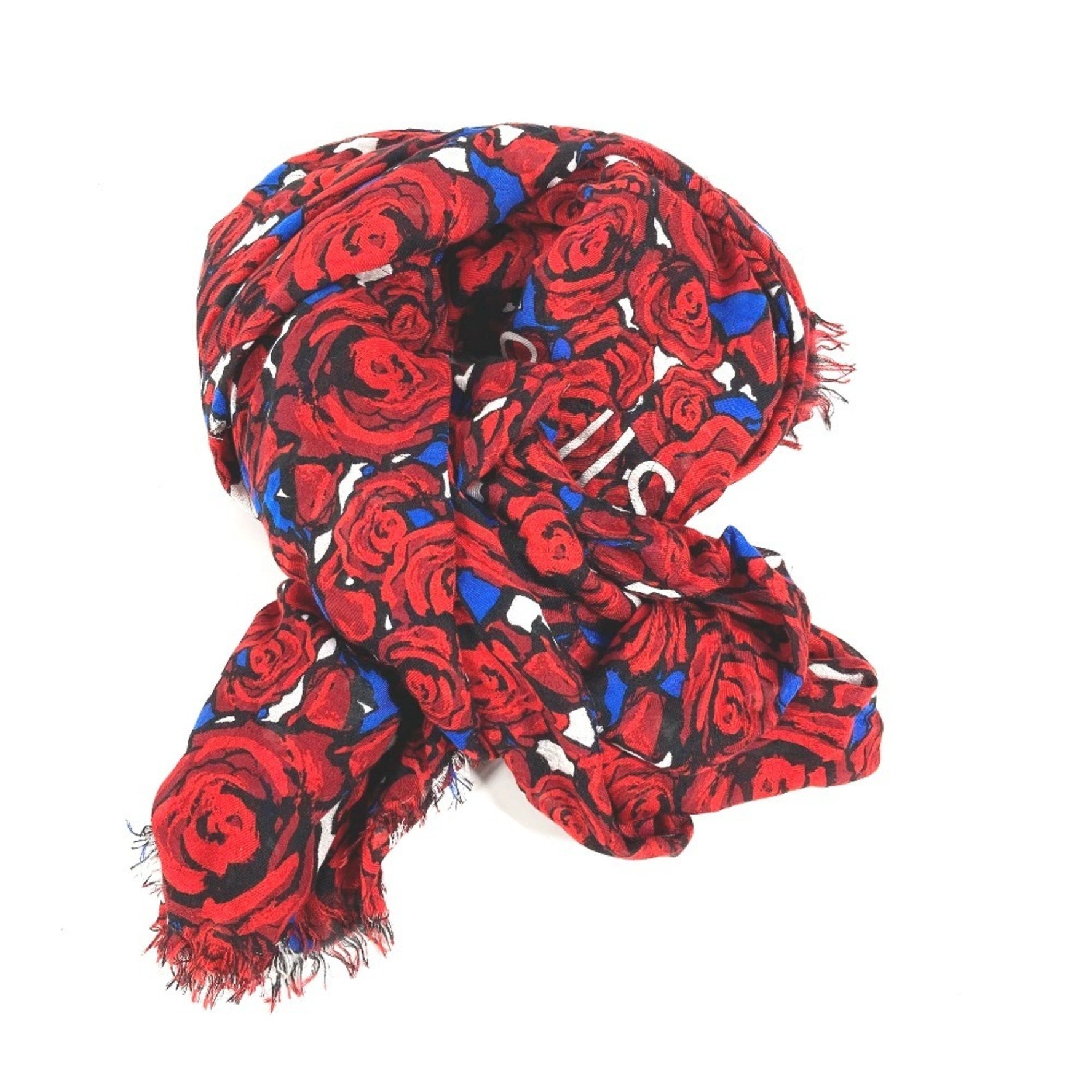 Louis Vuitton Etoile Rock'n'Roses Rose Flower Stole Rayon Silk Red
