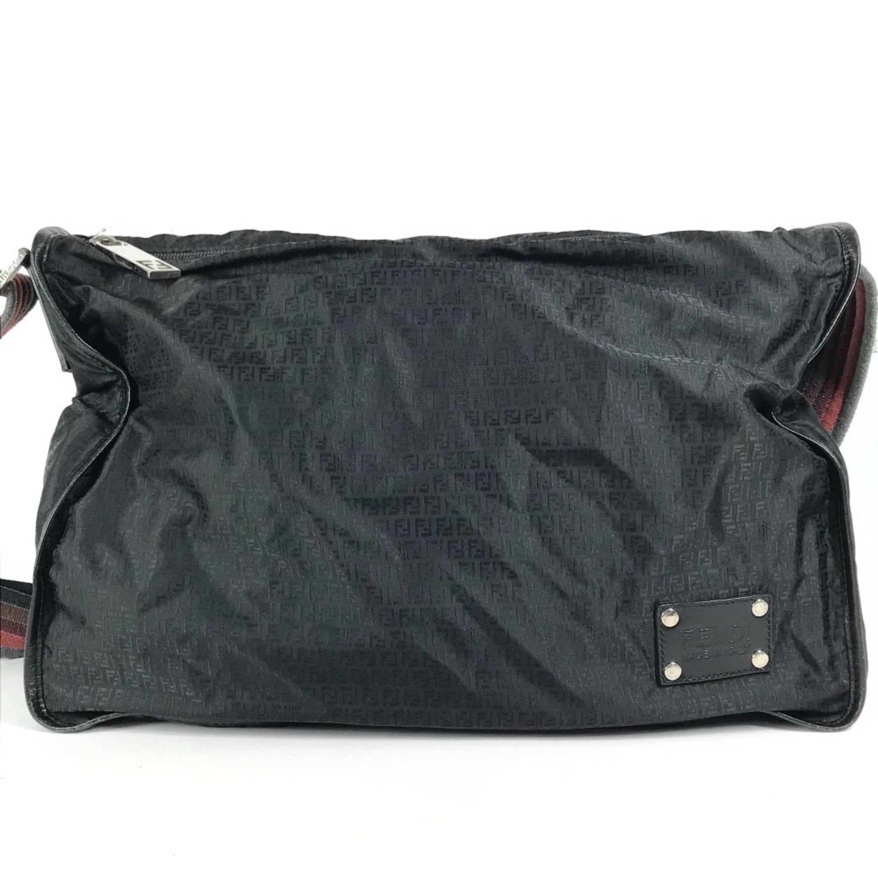FENDI Zucca Logo Bag Crossbody Messenger Shoulder Leather Nylon