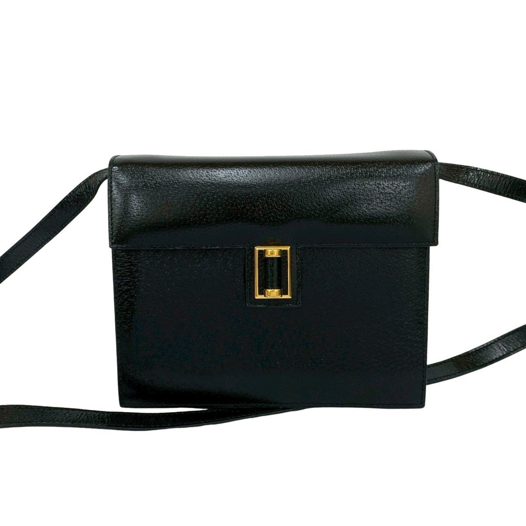GUCCI Vintage GG Logo Hardware Leather Turnlock Shoulder Bag in