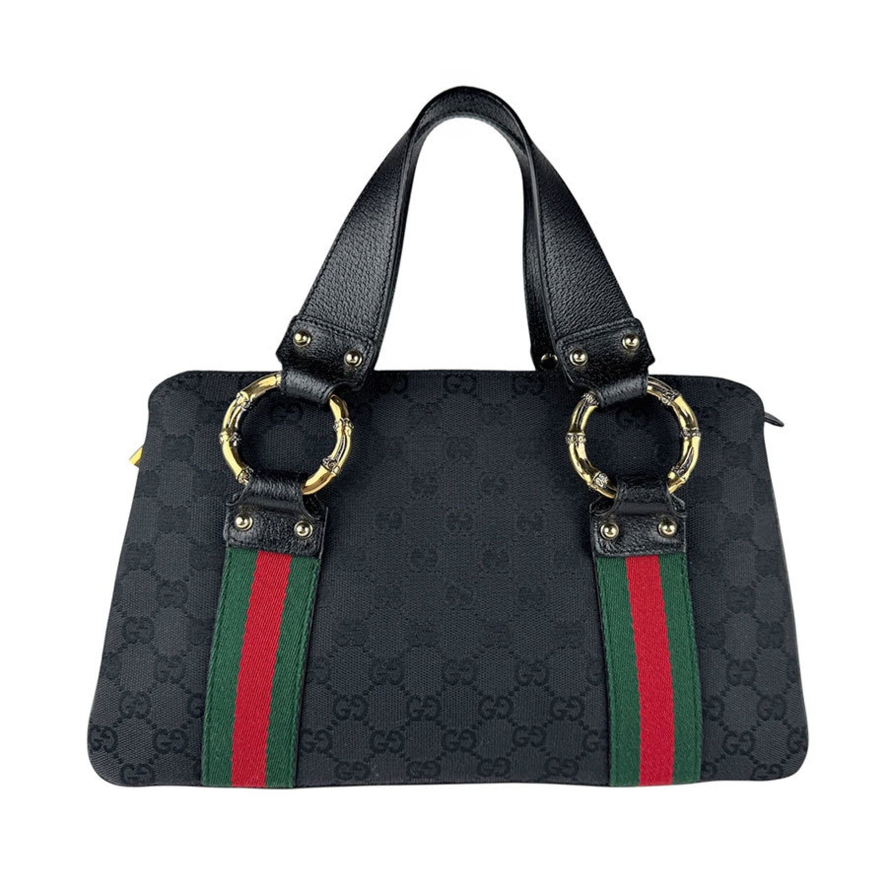 Gucci GG Canvas Leather Handbag in