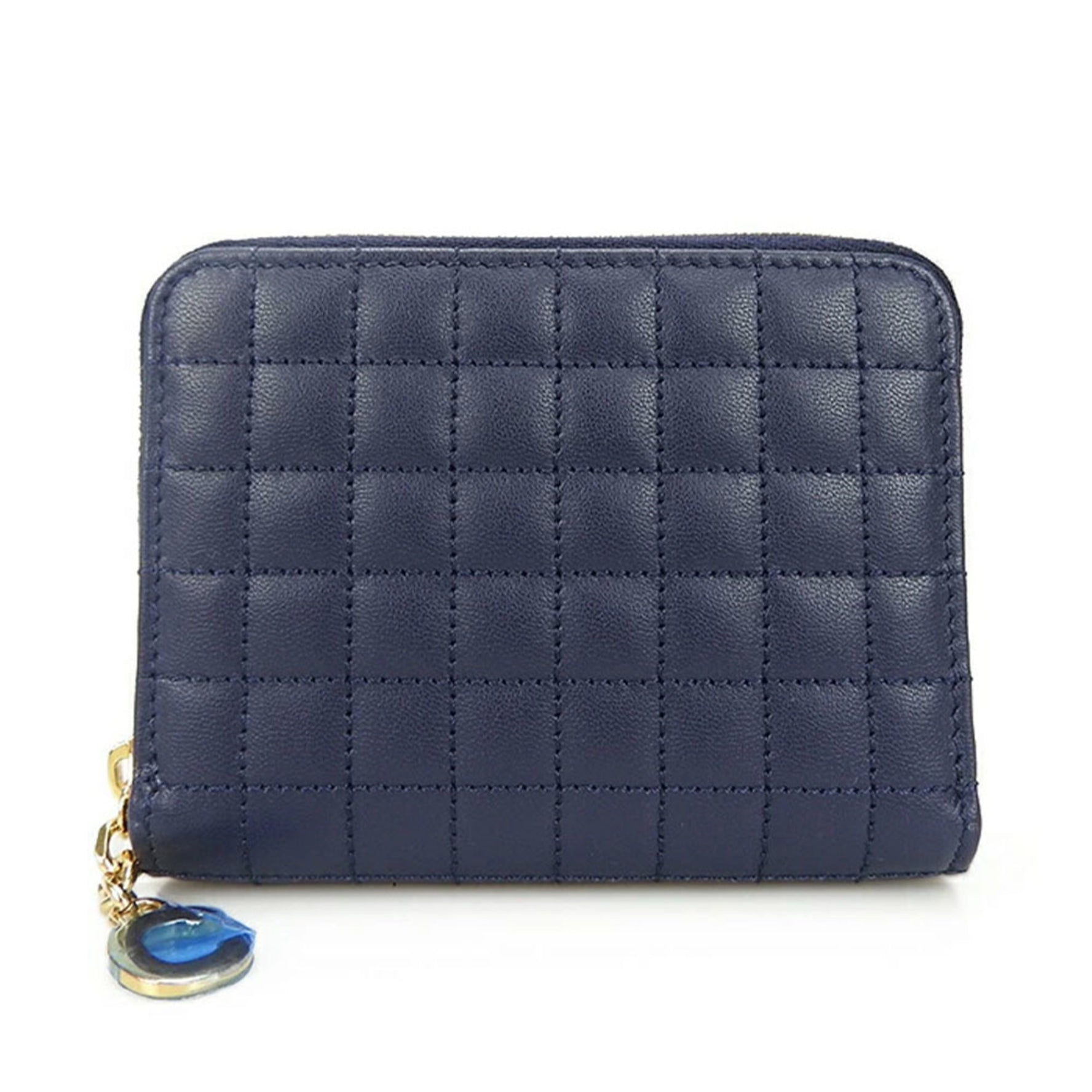 CELINE Compact Zip Wallet C Charm Calfskin Dark Blue Navy Accessories compacr zipped wallet dark blue Card Case