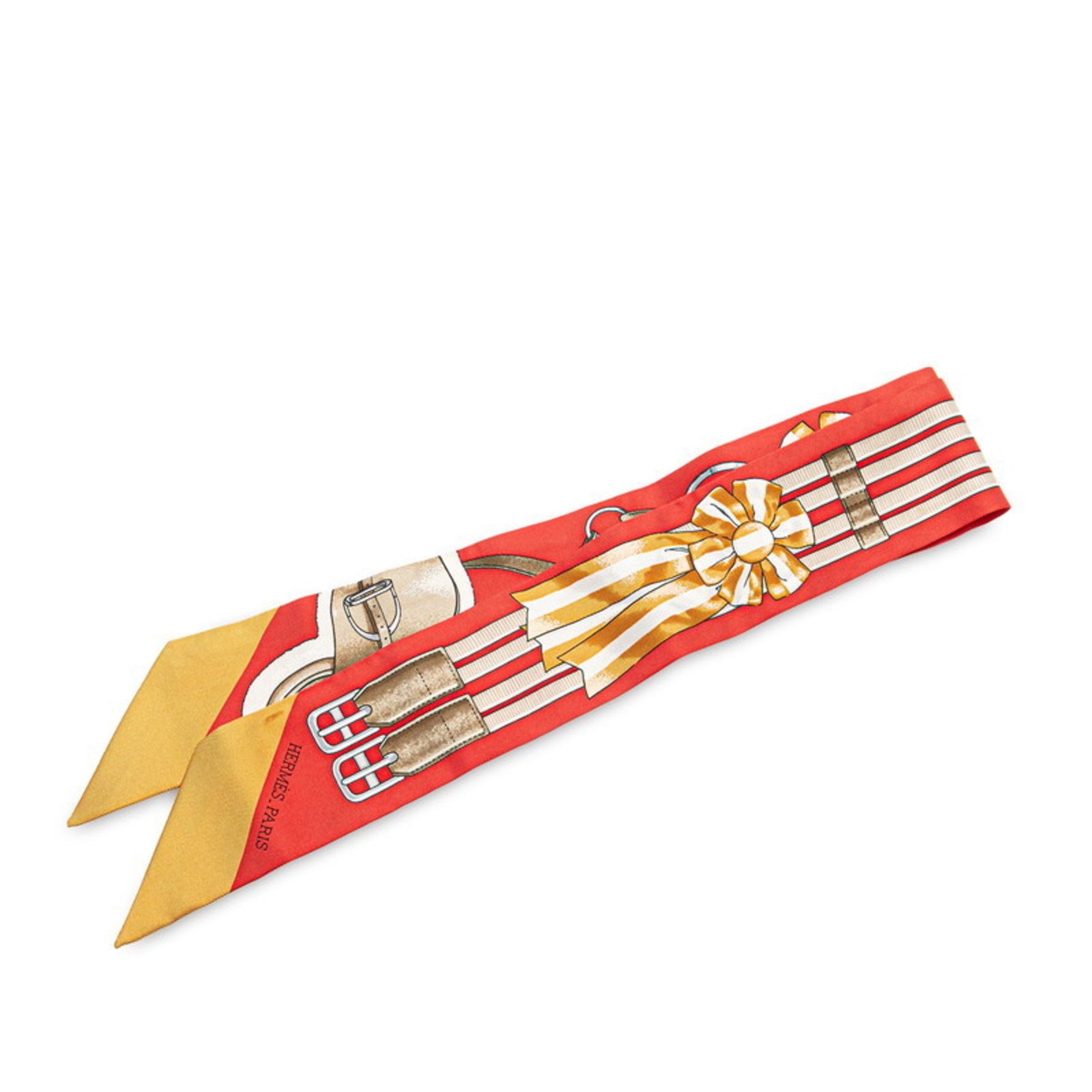 Hermes Twilly Jumping Scarf, Red Multicolor Silk