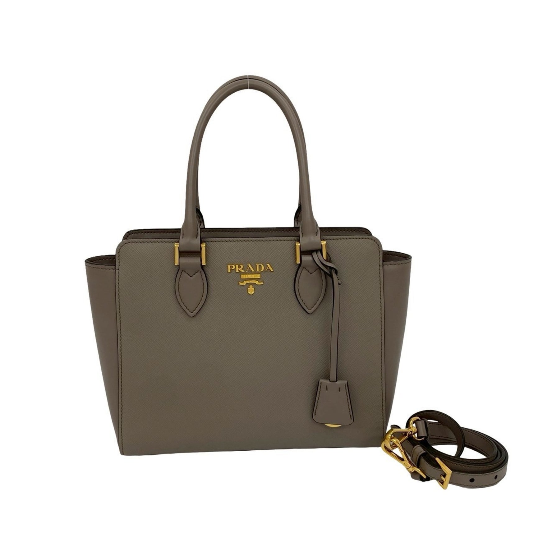 PRADA logo hardware, Saffiano leather, genuine leather handbag, mini Boston bag, shoulder