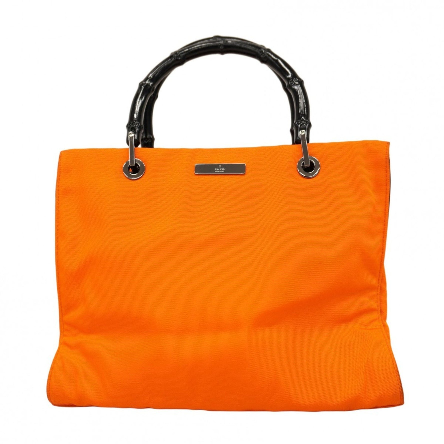 Gucci Bamboo 002 1016 Nylon Canvas Handbag in Orange and Black