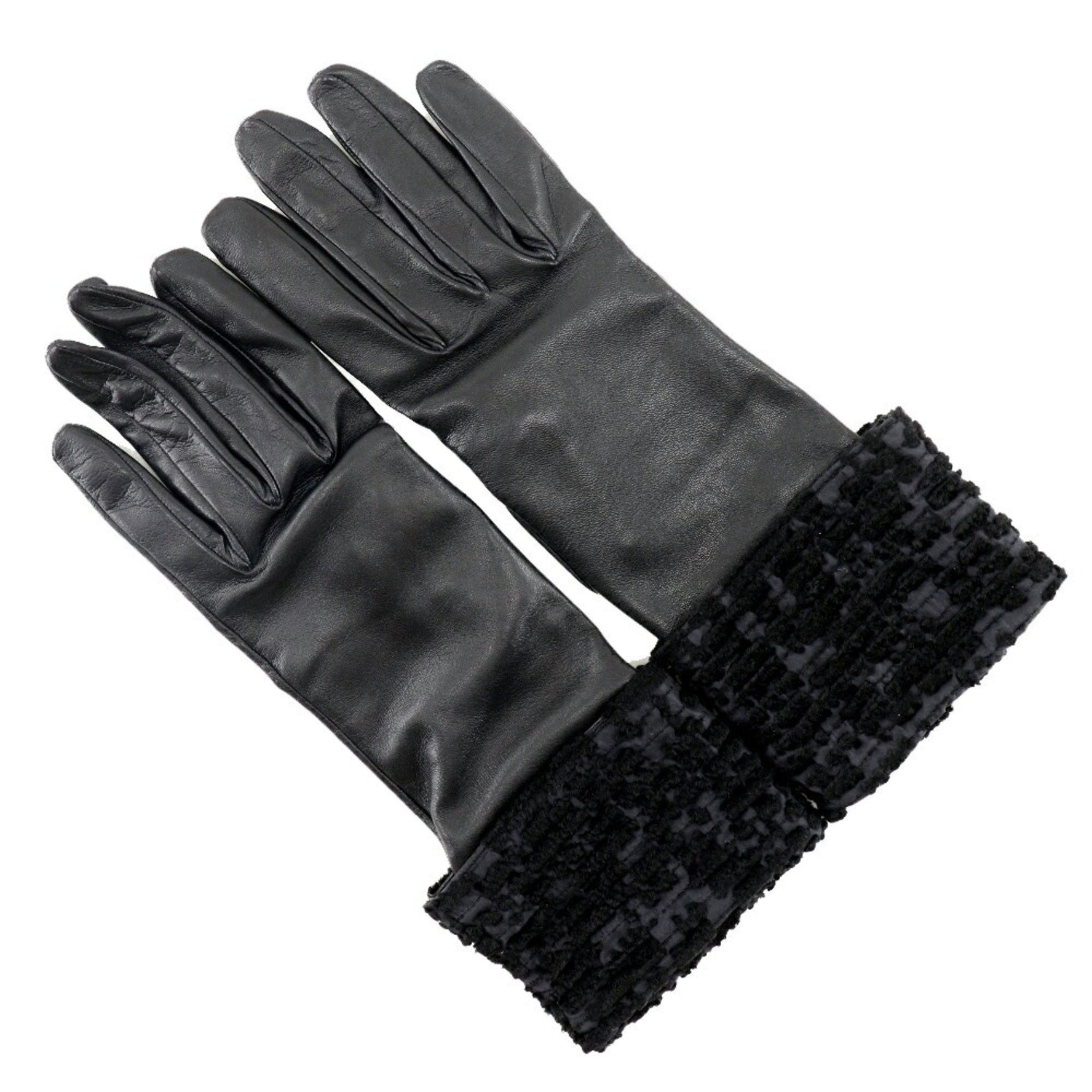 HERMES glove gloves lambskin x satin ladies