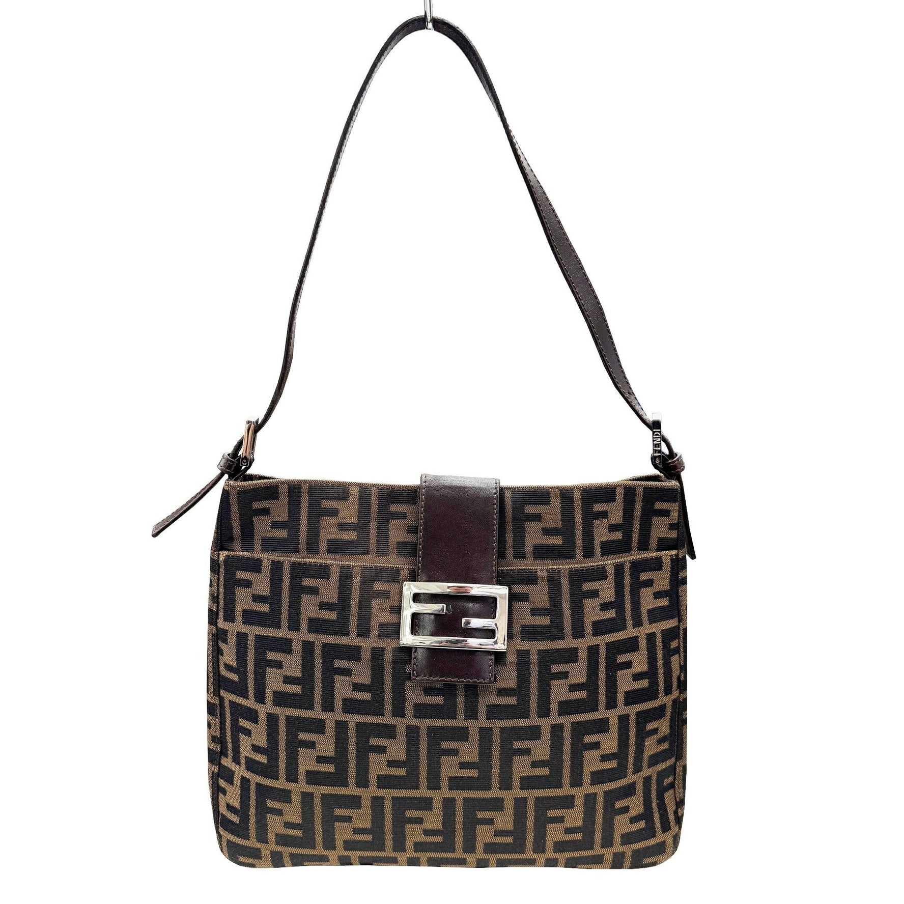 FENDI Zucca pattern shoulder bag, canvas, leather