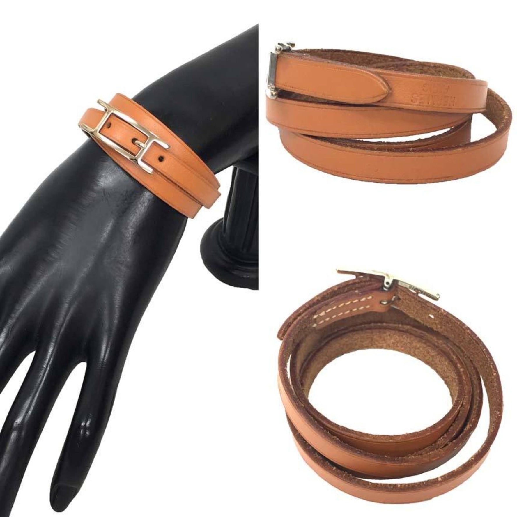 Hermes Api Bracelet Triple Choker Brown □ D Stamp