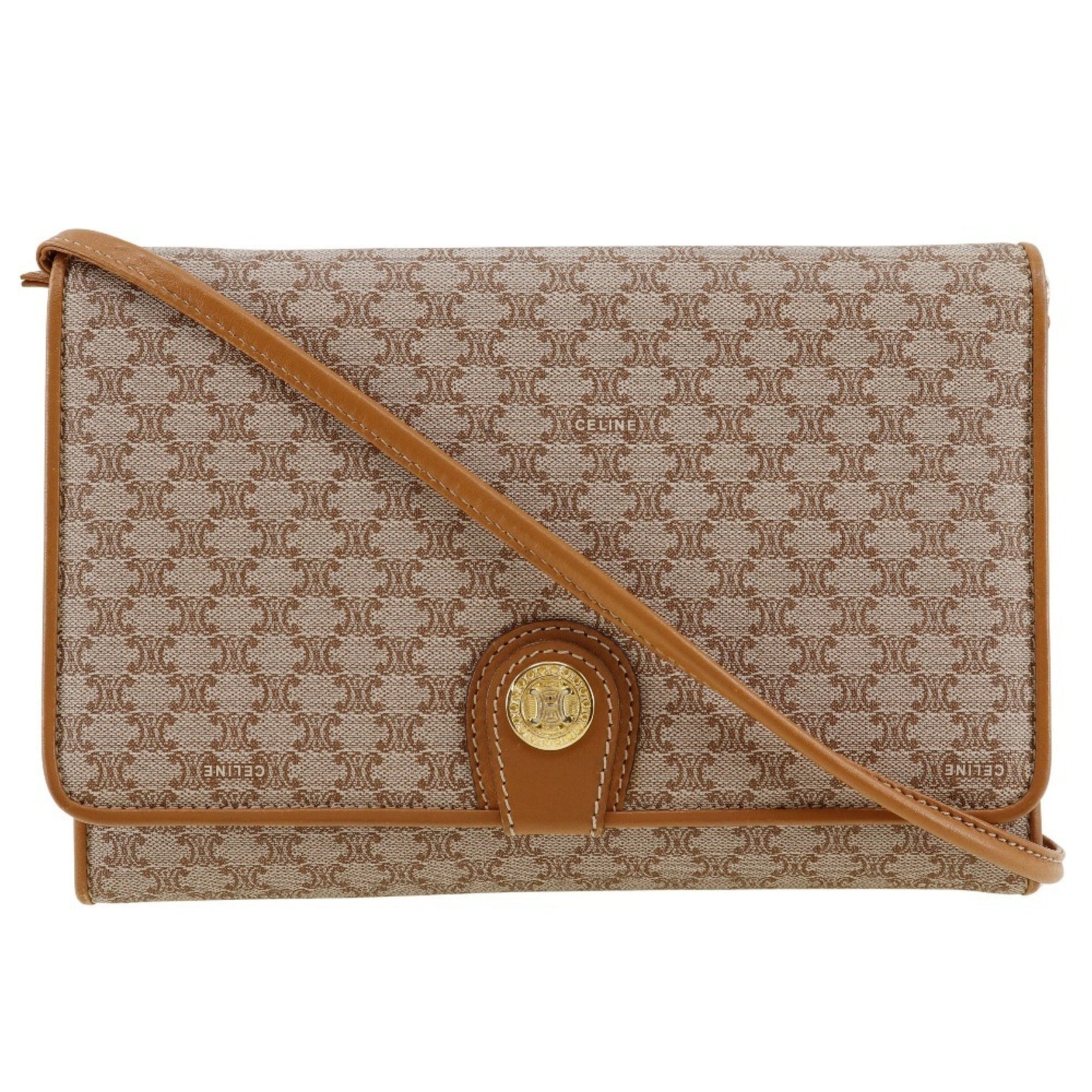 Celine Old Shoulder Bag Macadam Clutch PVC x Leather Type