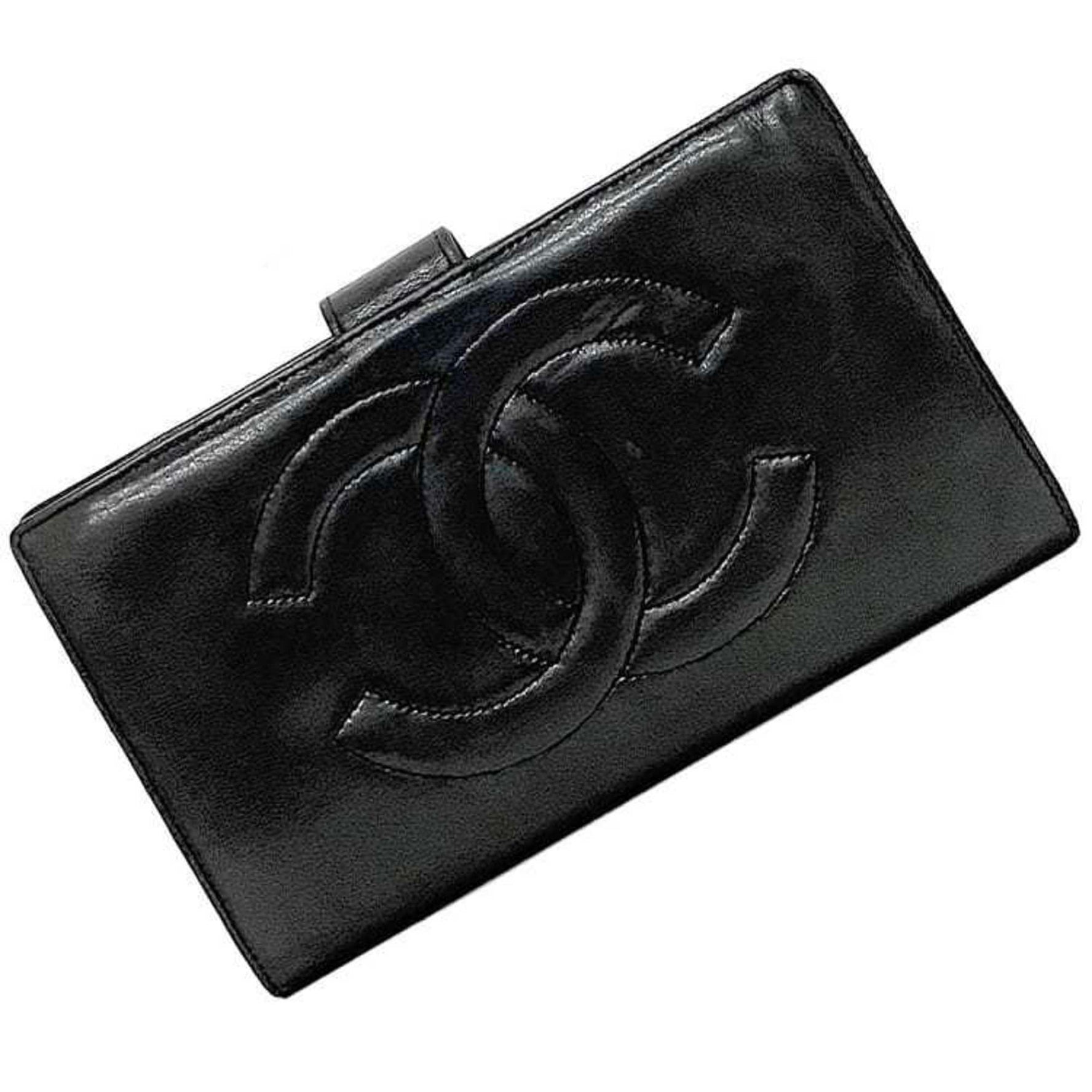 Chanel Bi-fold Long Wallet Coco Mark Leather Lambskin Series Clasp
