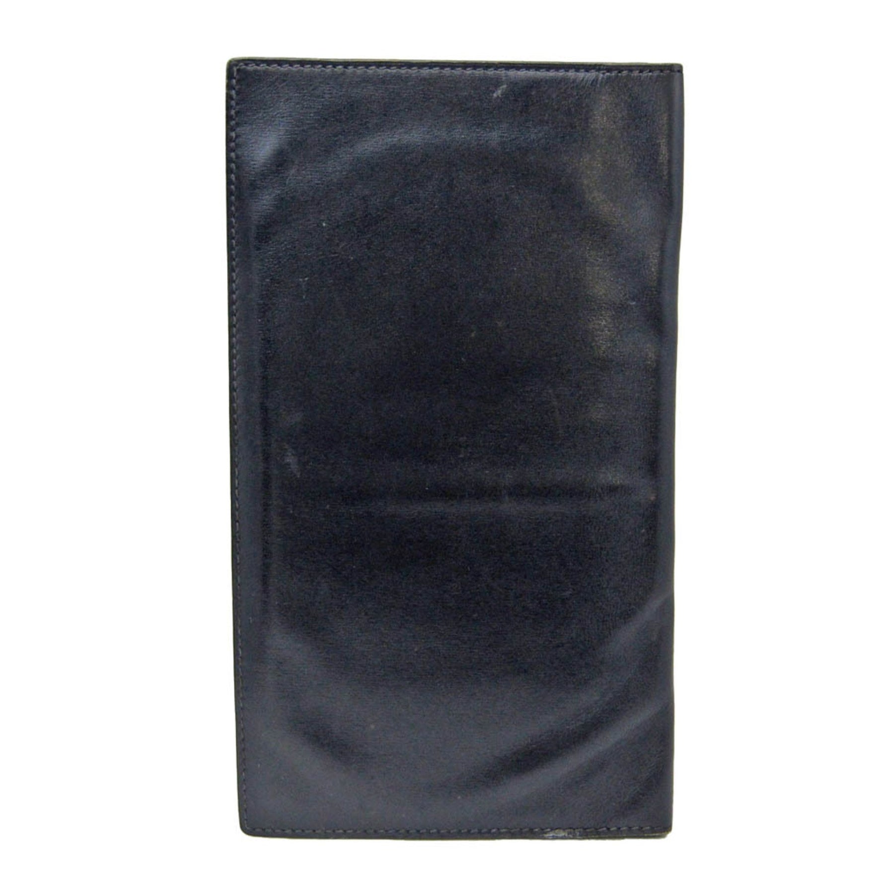 Hermes Men,Women Leather Long Bill Wallet (bi-fold) Navy Black
