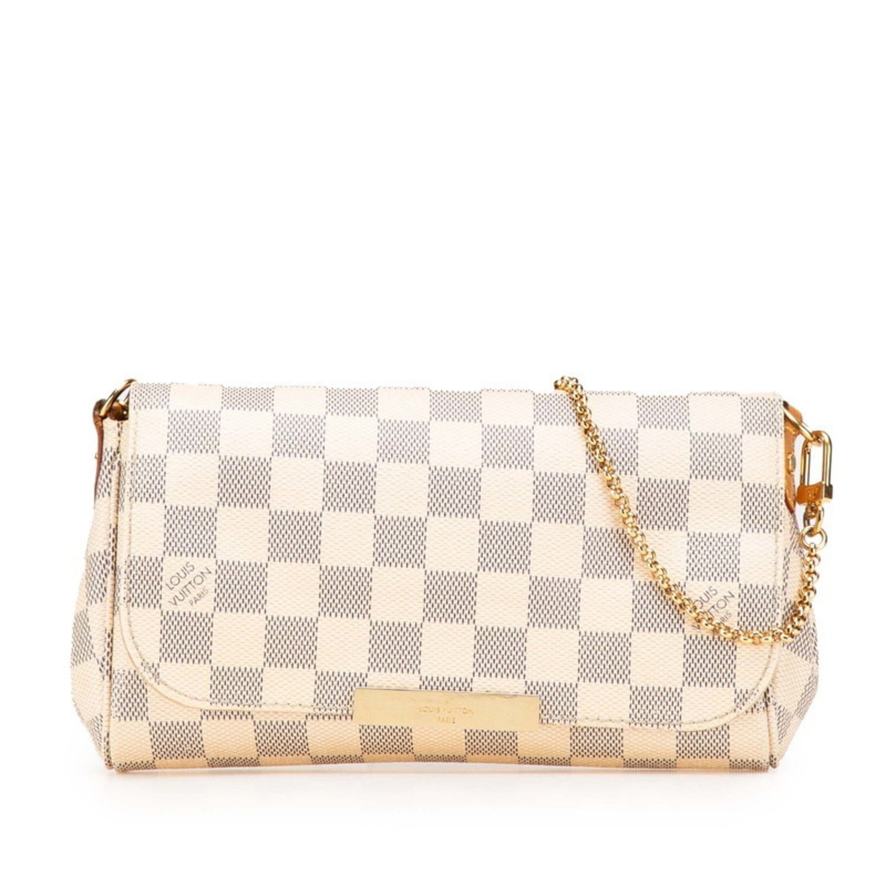 Louis Vuitton Damier Azur Favorite PM Chain Handbag/One-Shoulder Bag White Leather LOUIS VUITTON