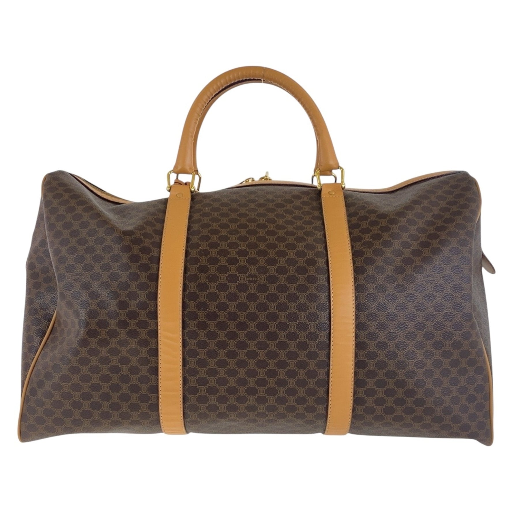 CELINE Vintage Macadam Gold Hardware Boston Bag