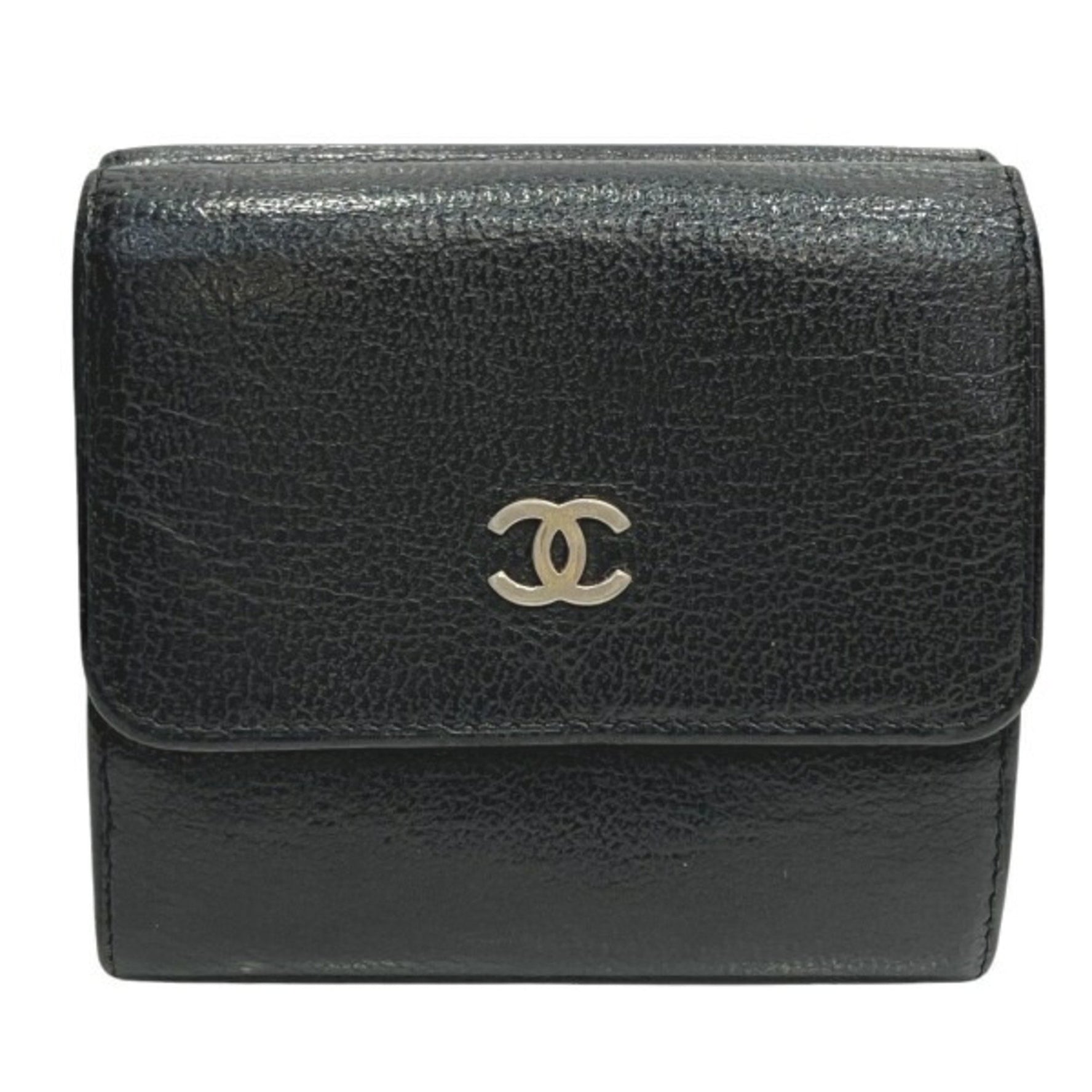 CHANEL Coco Mark Leather W Compact Wallet Tri-fold