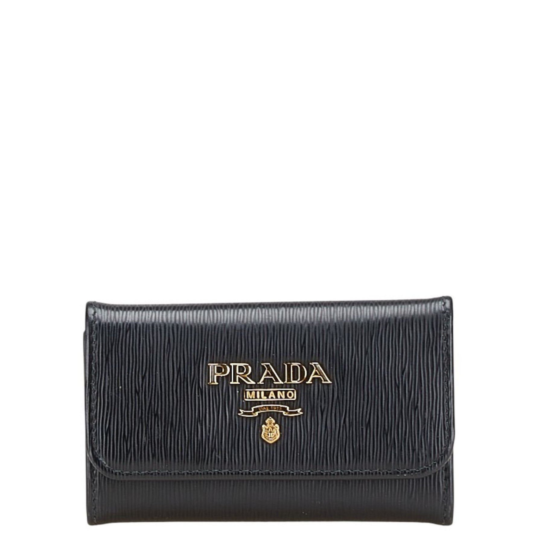 Prada Logo Metal Key Case, Leather
