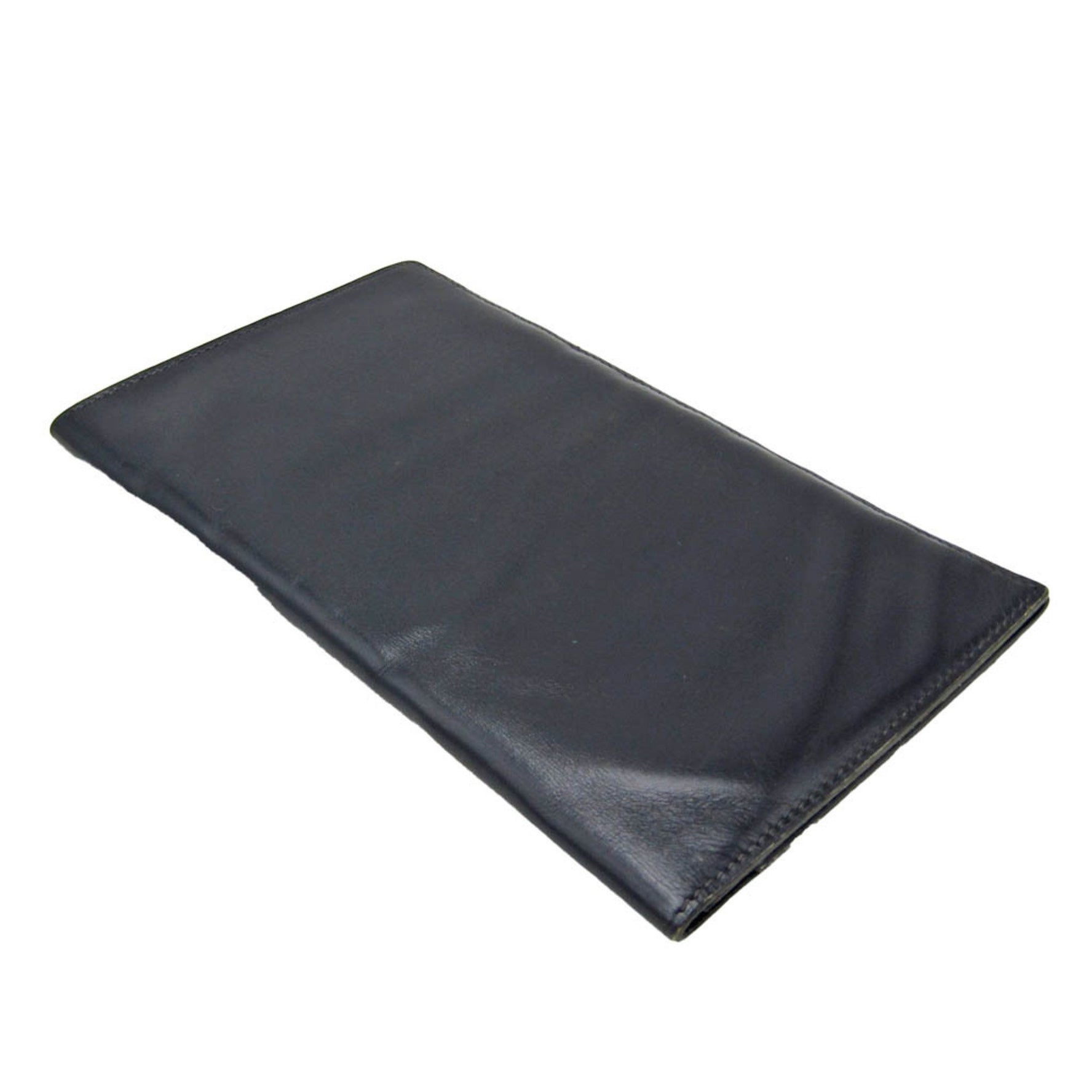 Hermes Men,Women Leather Long Bill Wallet (bi-fold) Navy Black