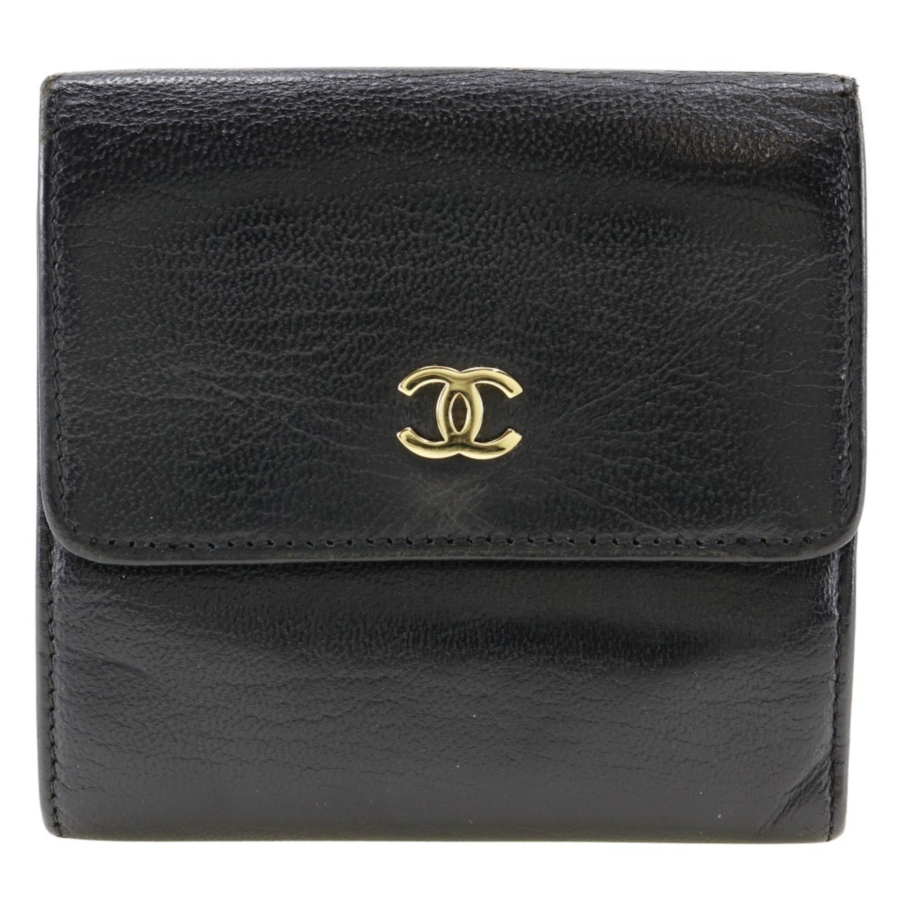 CHANEL COCO Mark Bi-fold Wallet W Calfskin Snap Button
