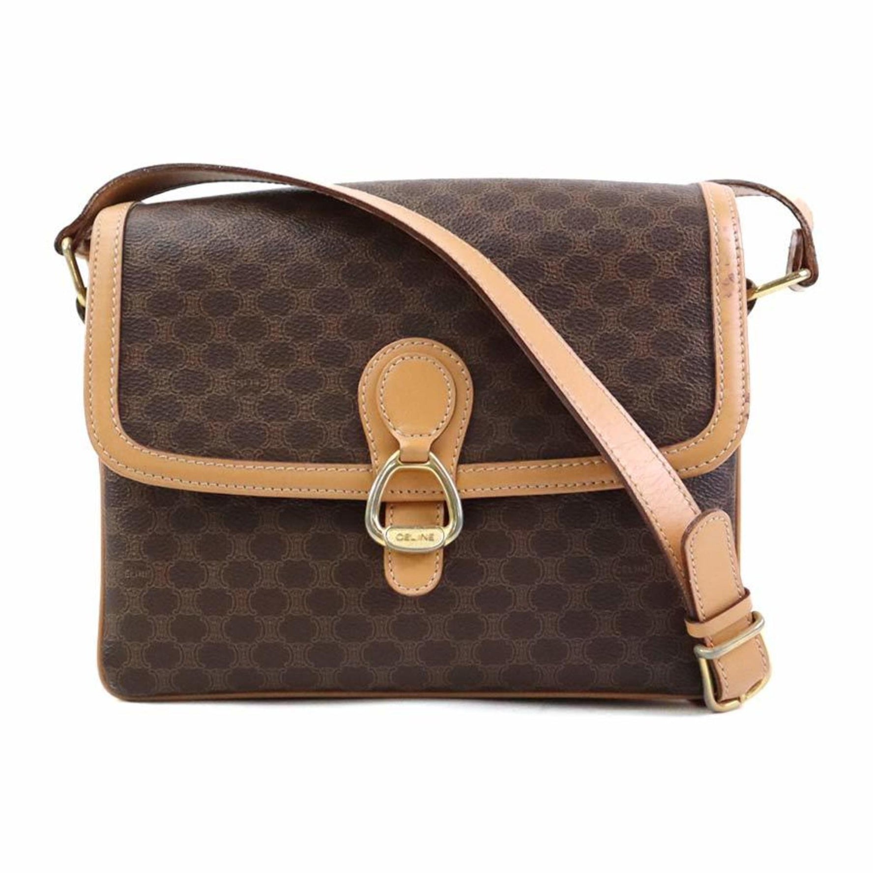 CELINE Shoulder Bag Macadam Coated Canvas