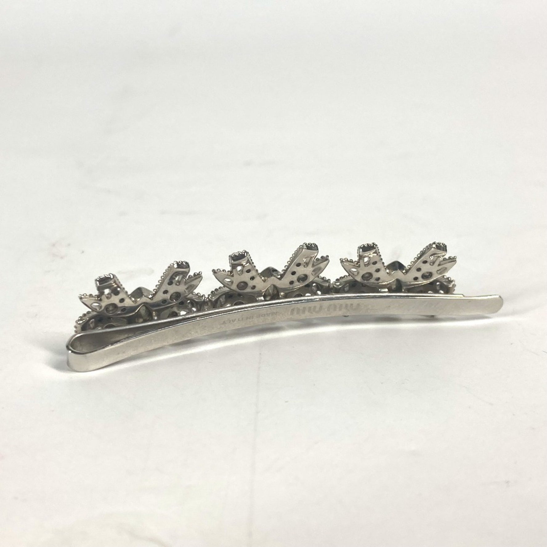 Miu Miu miu miu Ribbon Rhinestone Hair Barrette Hairpin Metal