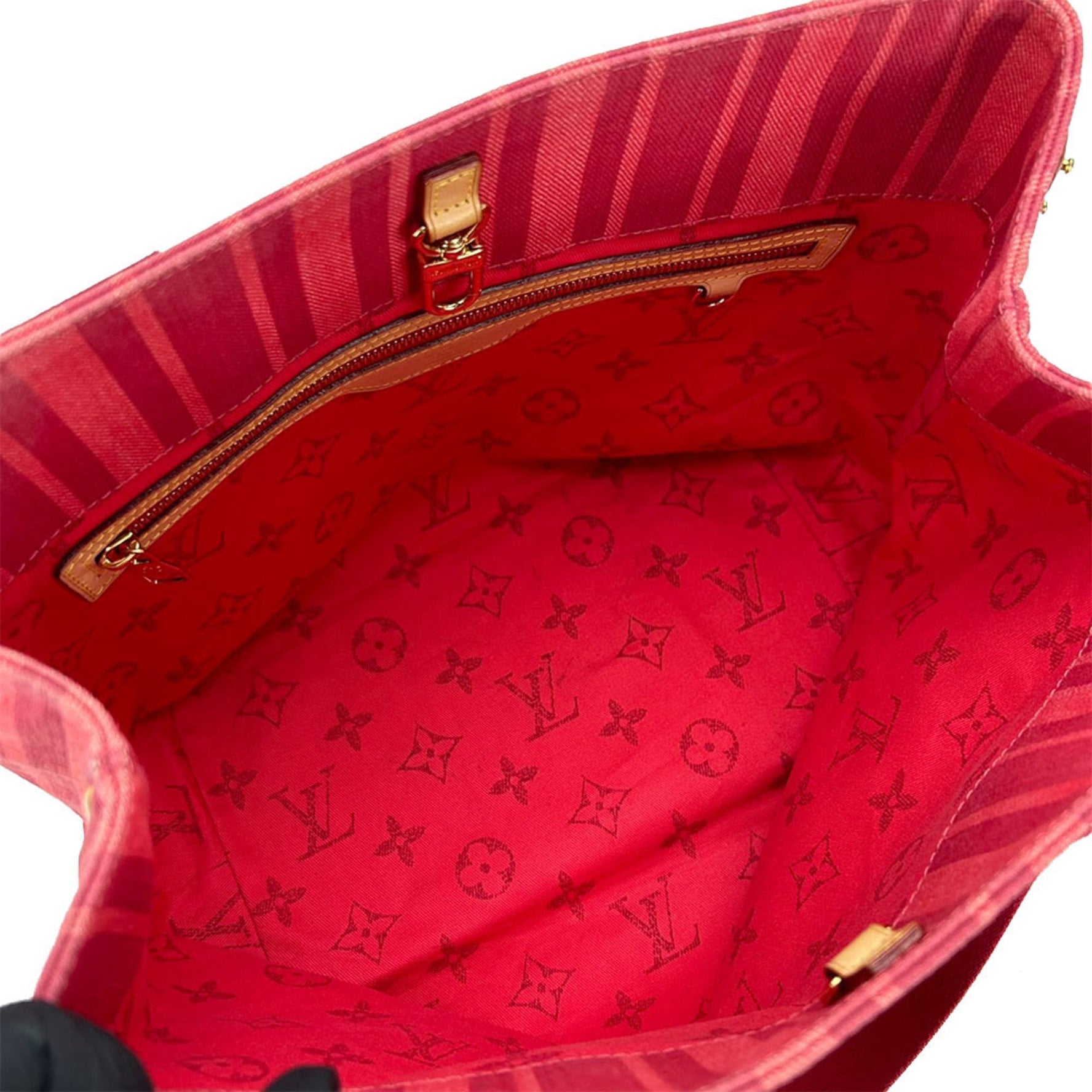 Louis Vuitton Tote Bag Plan Soleil Cabas PM Striped Red Canvas Ladies