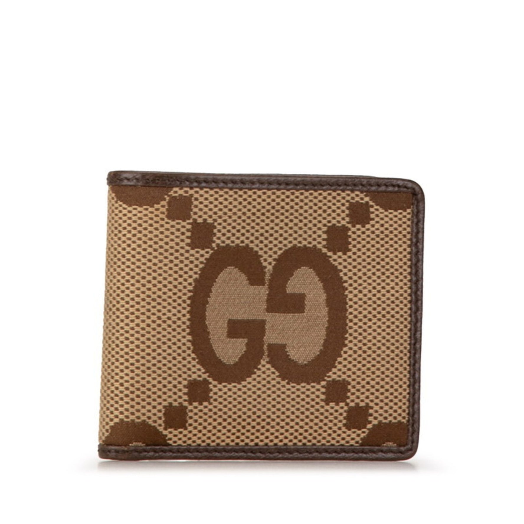 Gucci Jumbo GG Canvas Bi-fold Wallet Beige Brown Leather