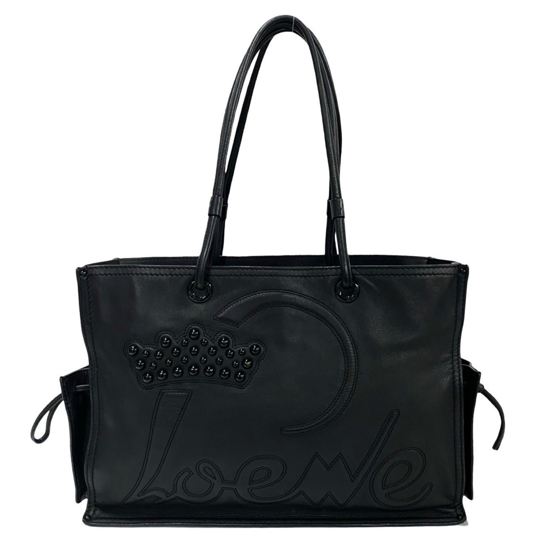LOEWE Shopper Tote, Logo Leather, Genuine Leather Tote Bag, Handbag, Semi-Shoulder Size