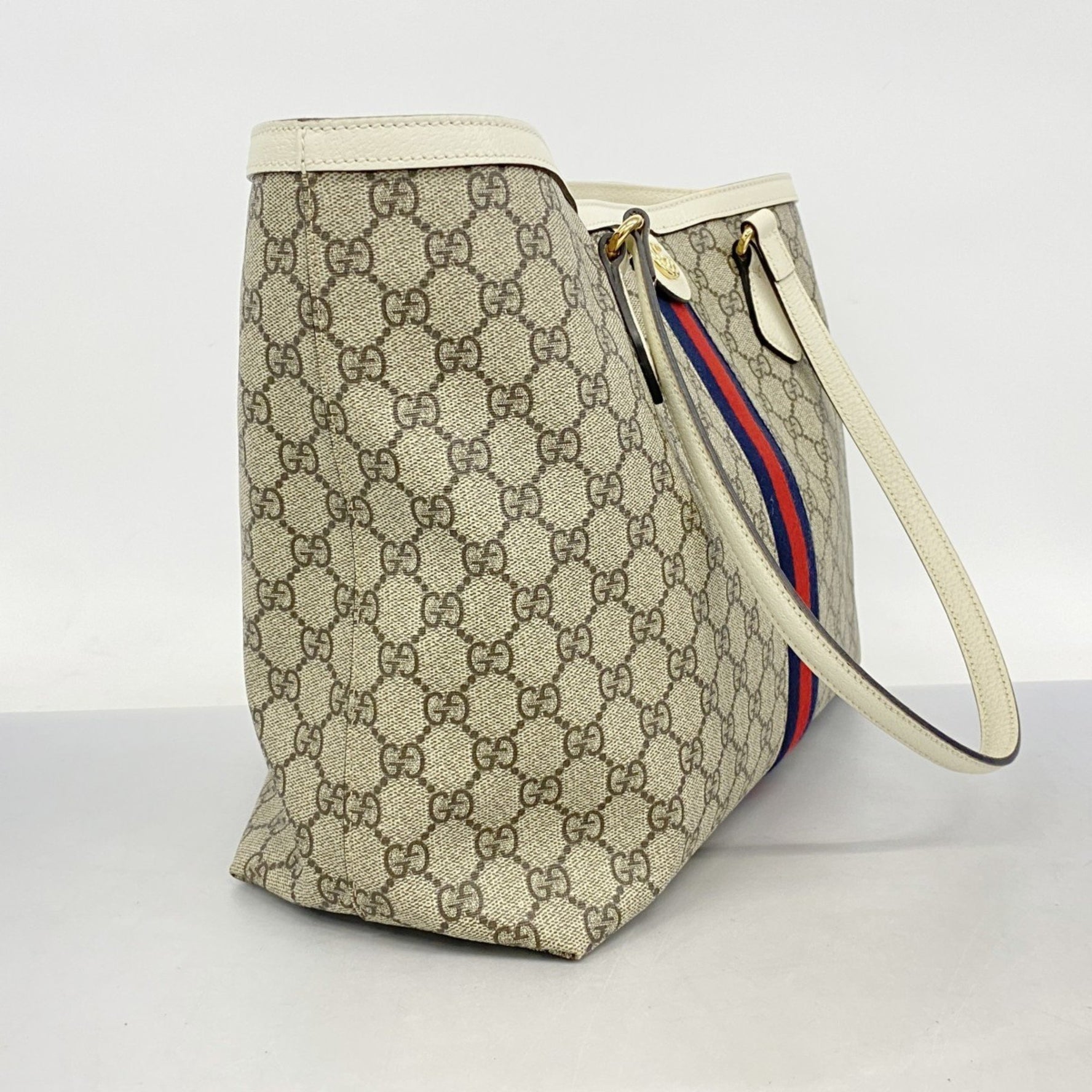 Gucci Ophidia Tote Bag Brown and White