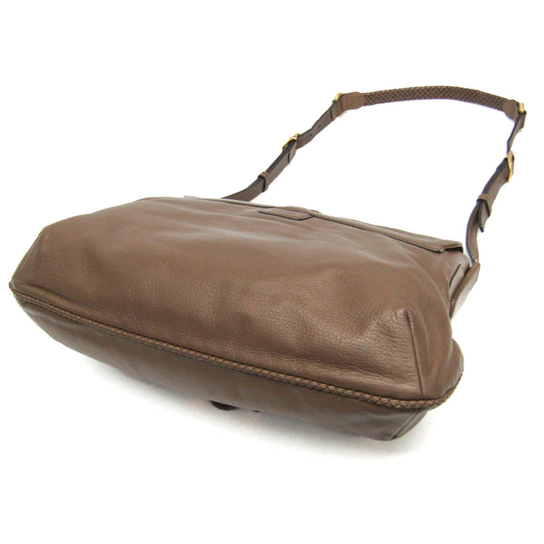 Gucci Bamboo Leather Shoulder Bag Khaki Brown