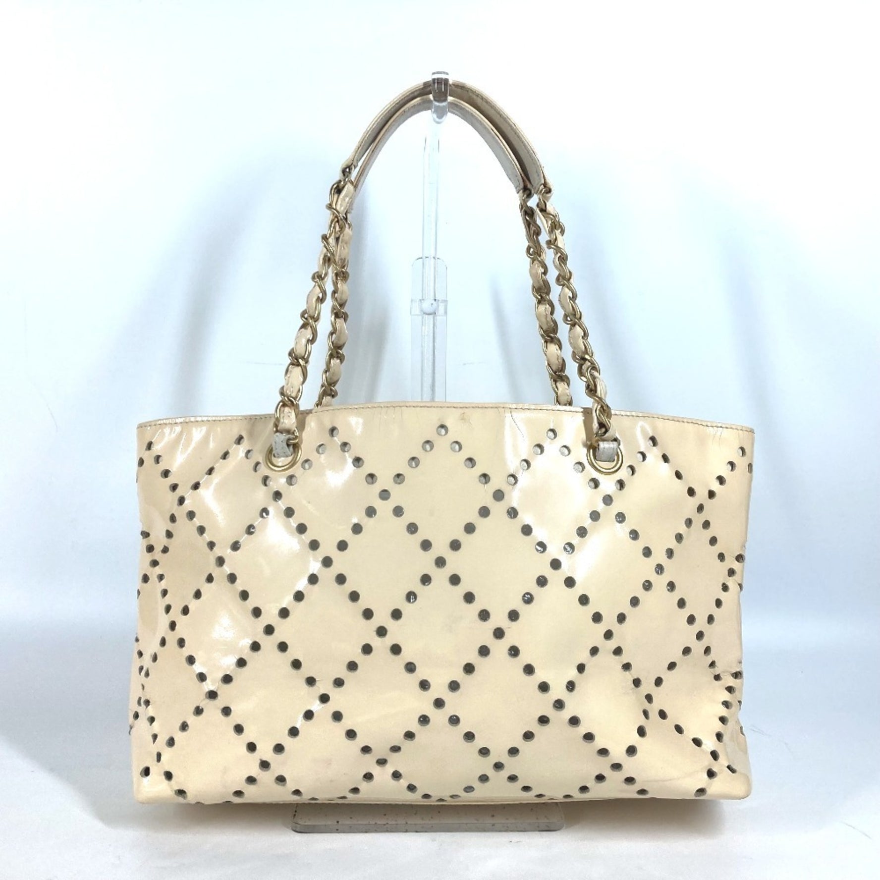CHANEL Tote Bag CC Punching Chain Shoulder Enamel